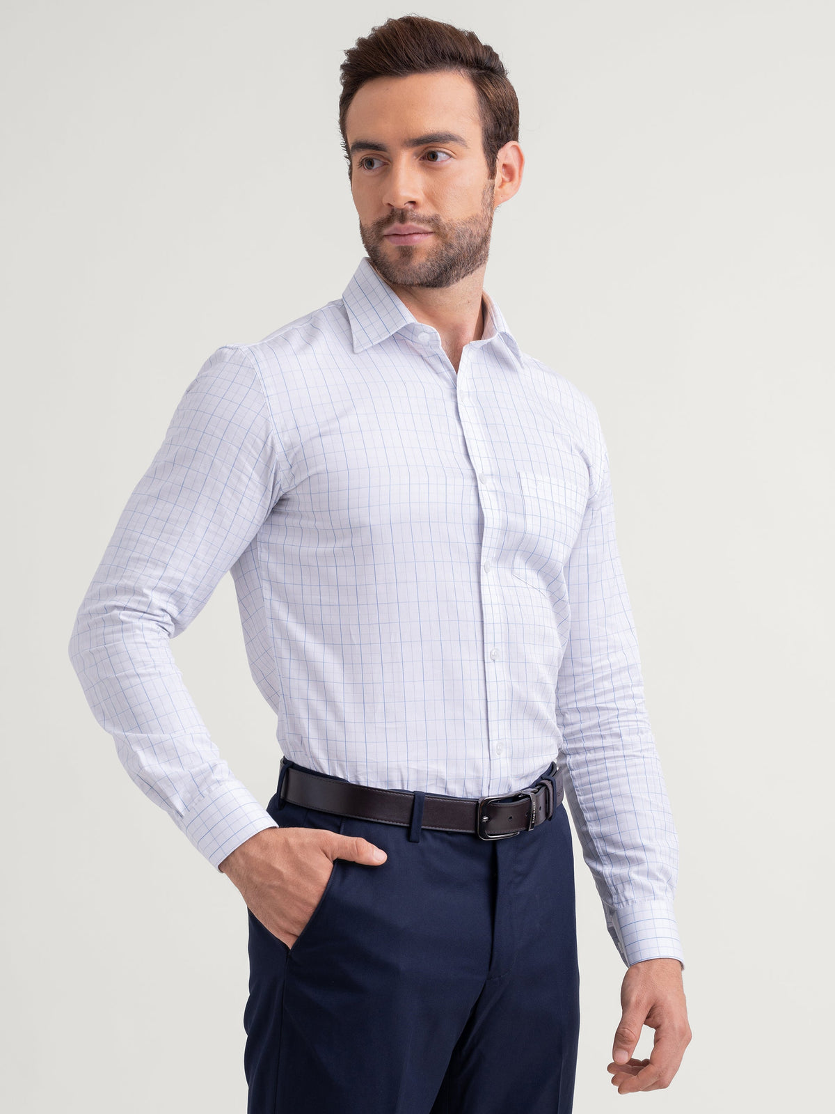 Emerald Formal Checks Slim Fit - Dazzling Blue