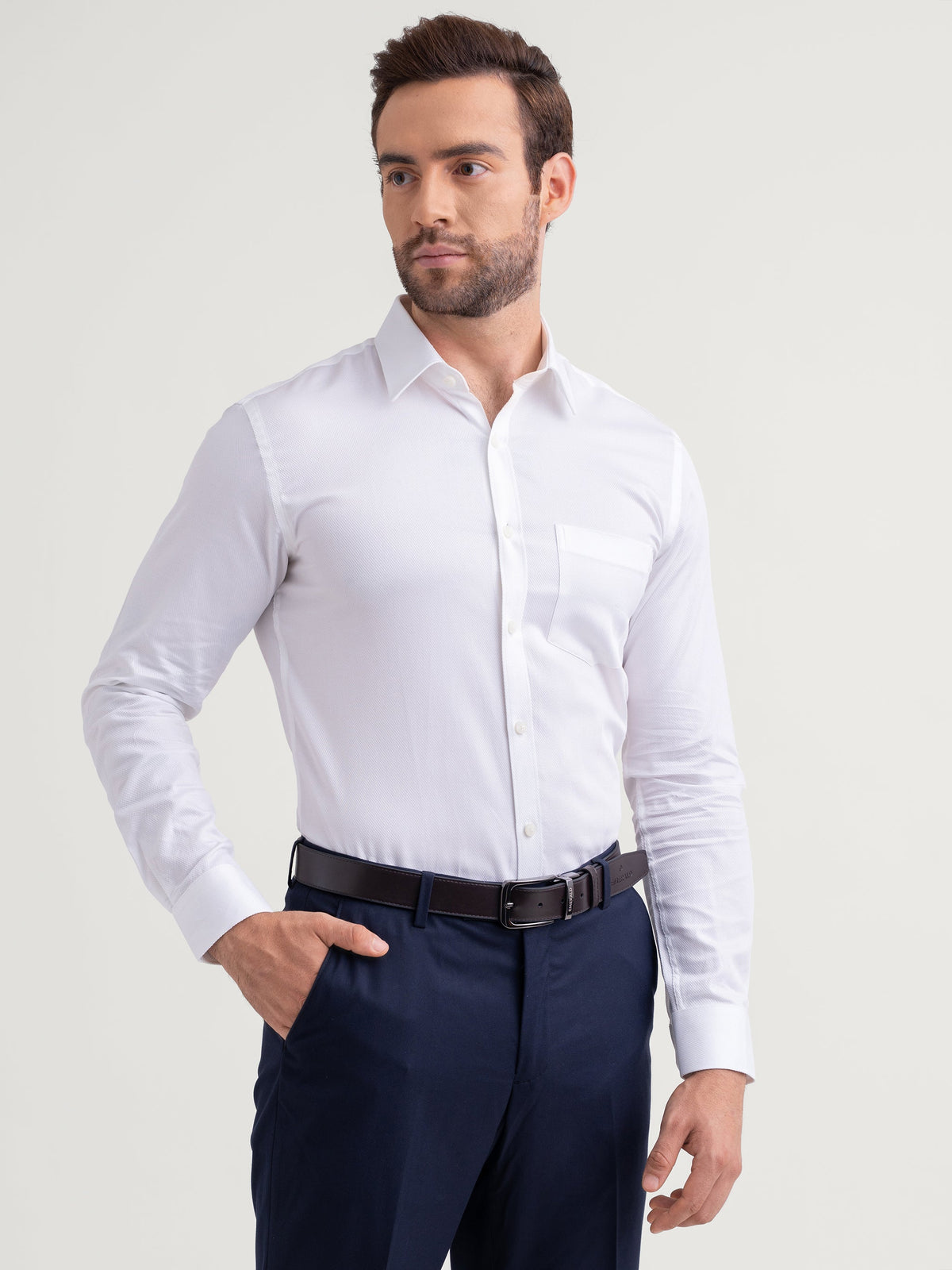 Emerald Majesty Dobby Slim Fit - Snow White