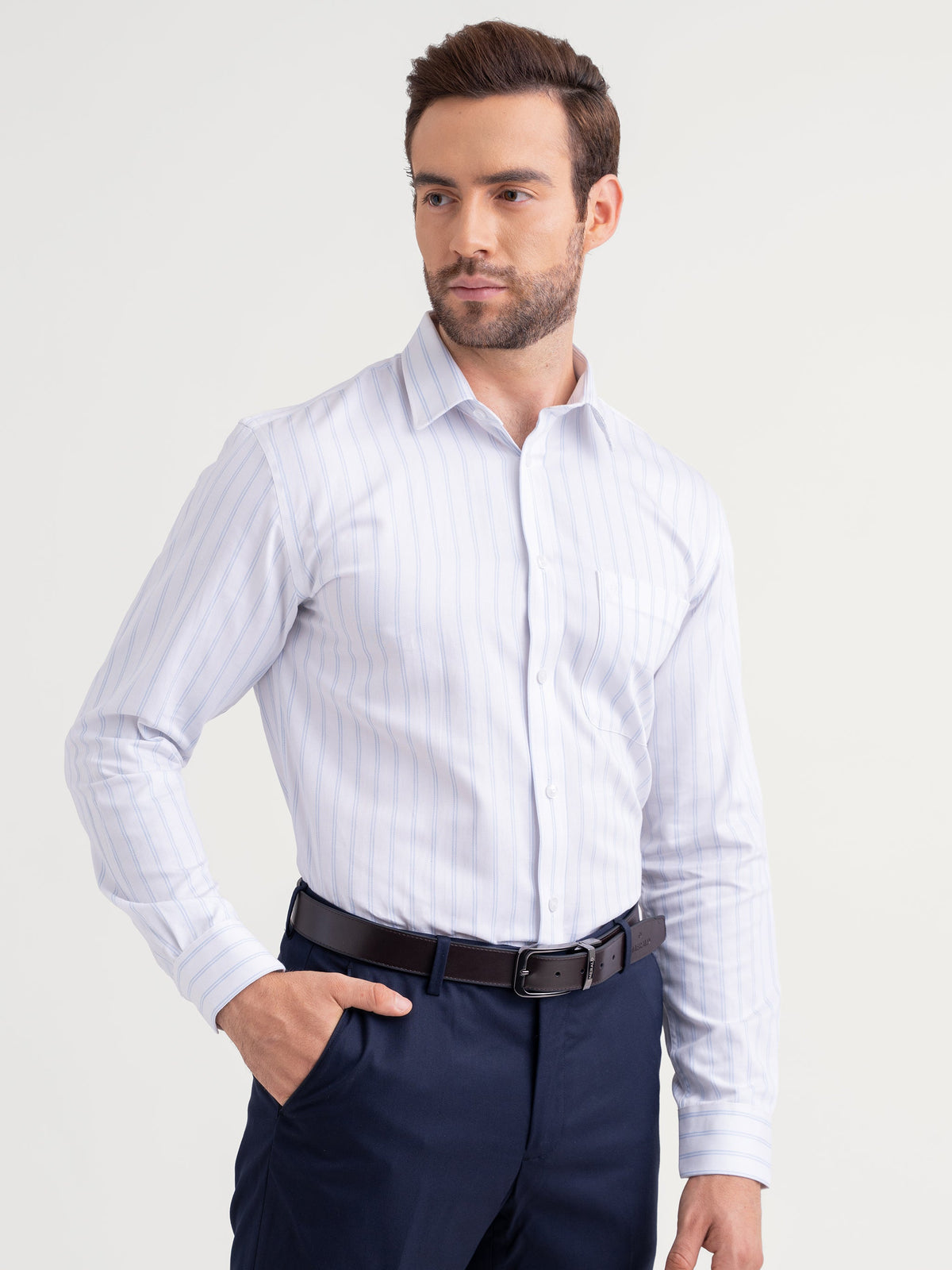 Emerald Formal Stripe Regular Fit - Blue Marina