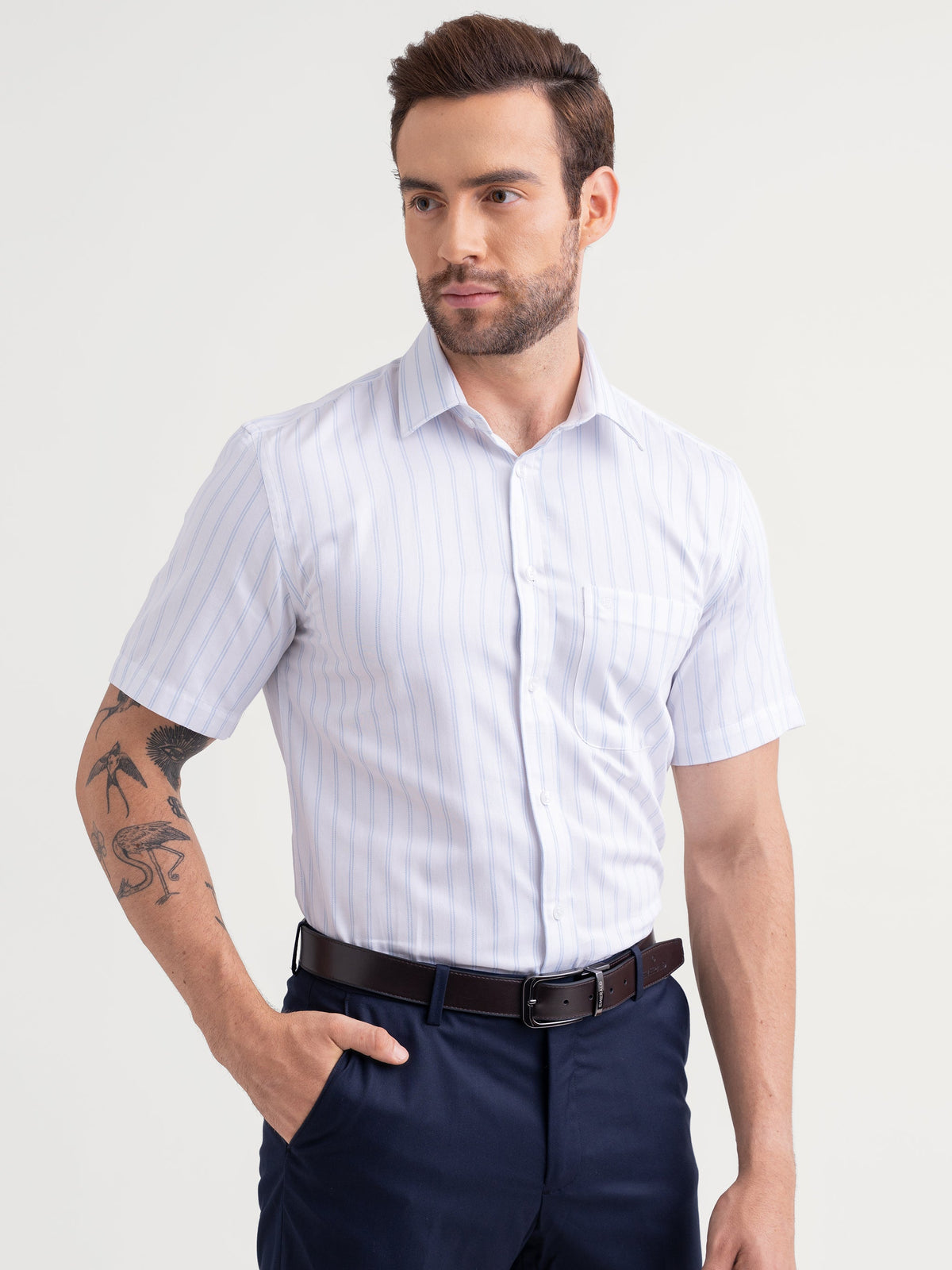 Emerald Formal Stripe Regular Fit - Blue Marina