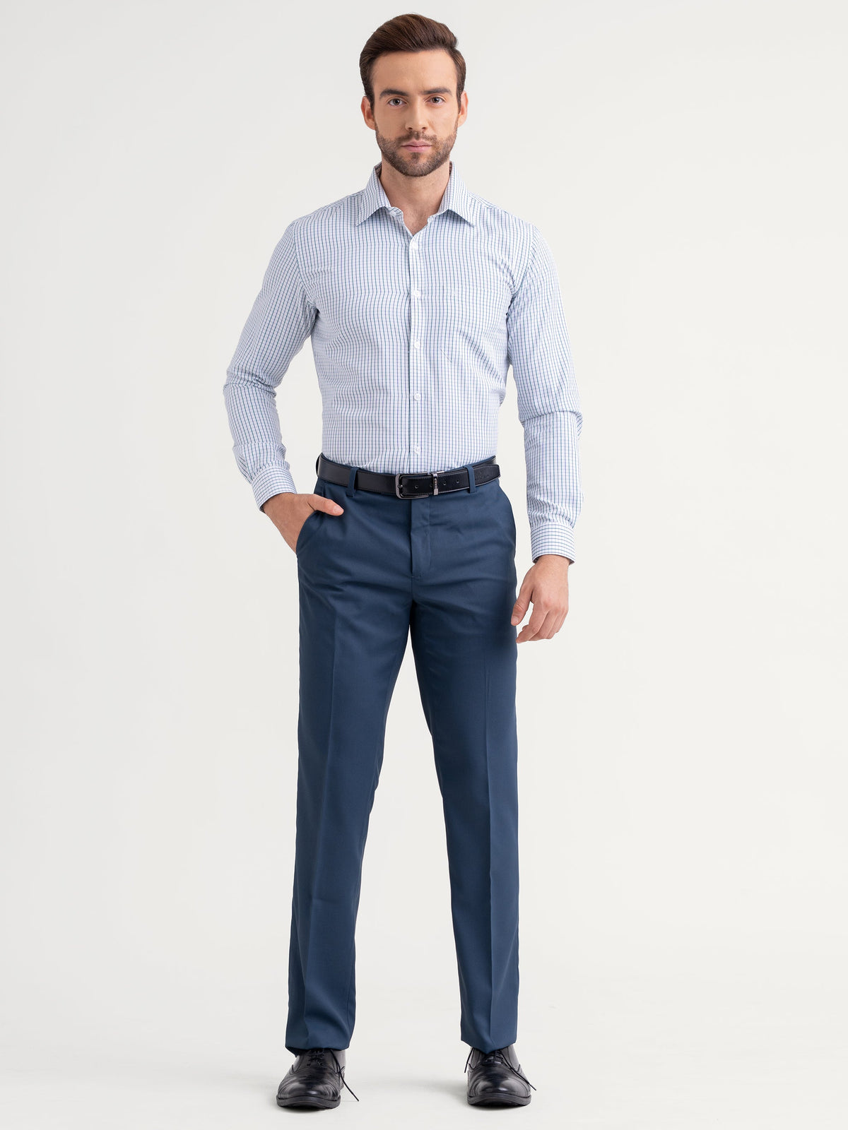 Emerald Formal Checks Slim Fit - Pepper Green