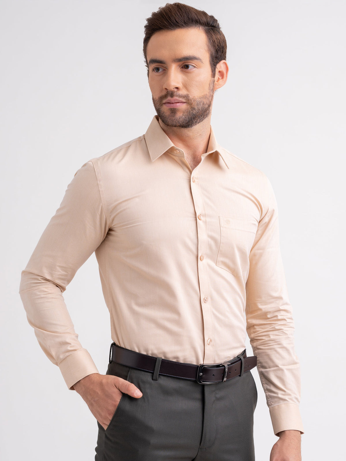 Emerald Formal Plain Slim Fit - Brown Sheepskin