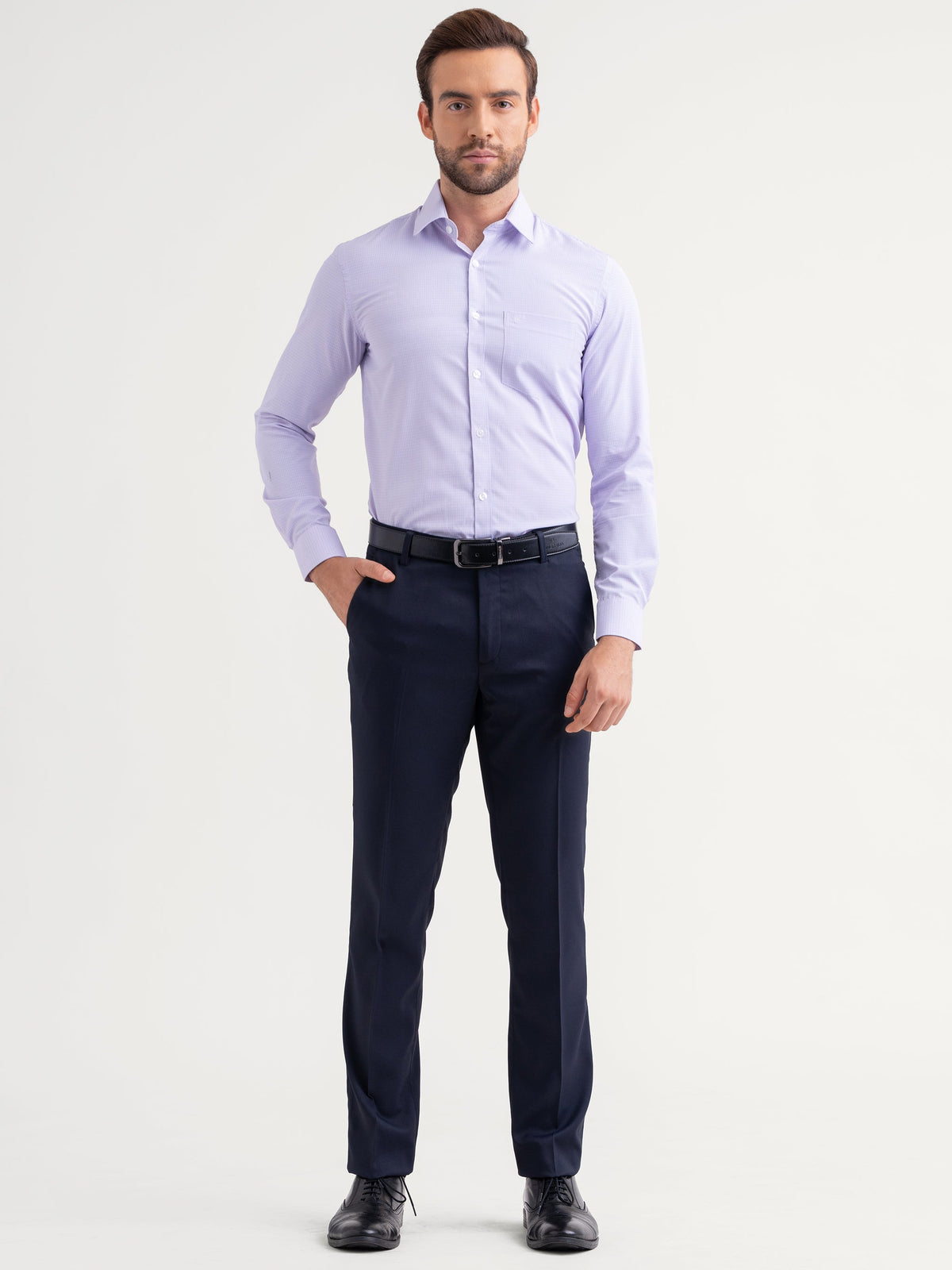 Emerald Formal Micro Checks Slim Fit - Lilac Chiffon