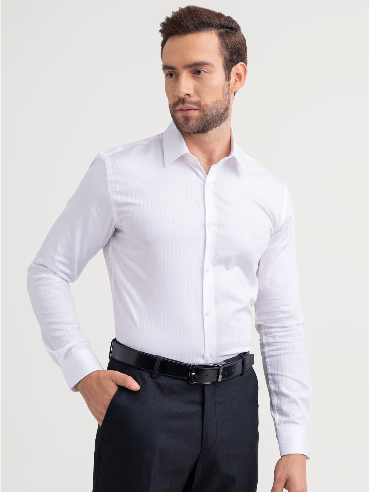 Emerald Majesty Dobby Slim Fit - Optic White