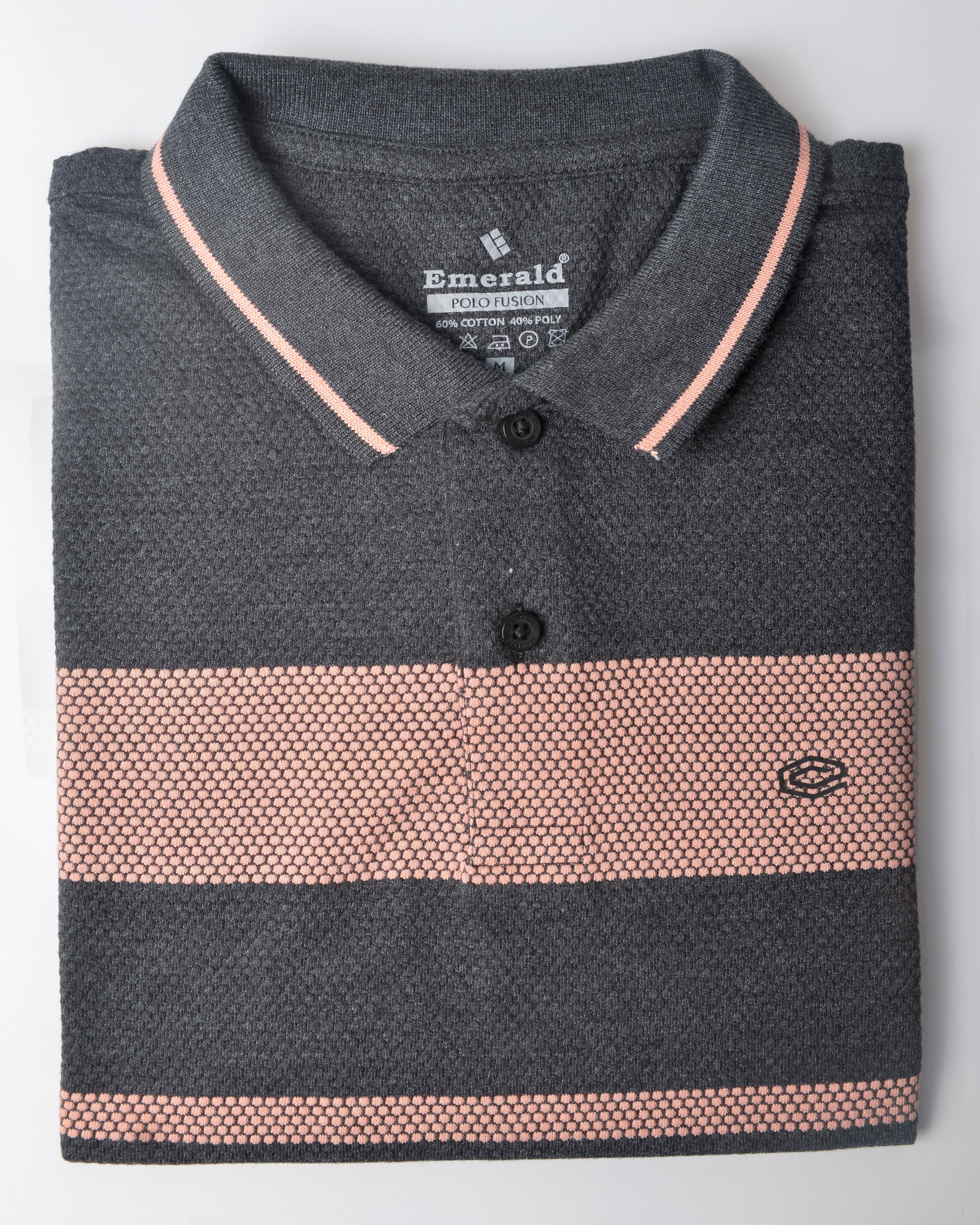 Emerald Stripe Polo-Steel Grey