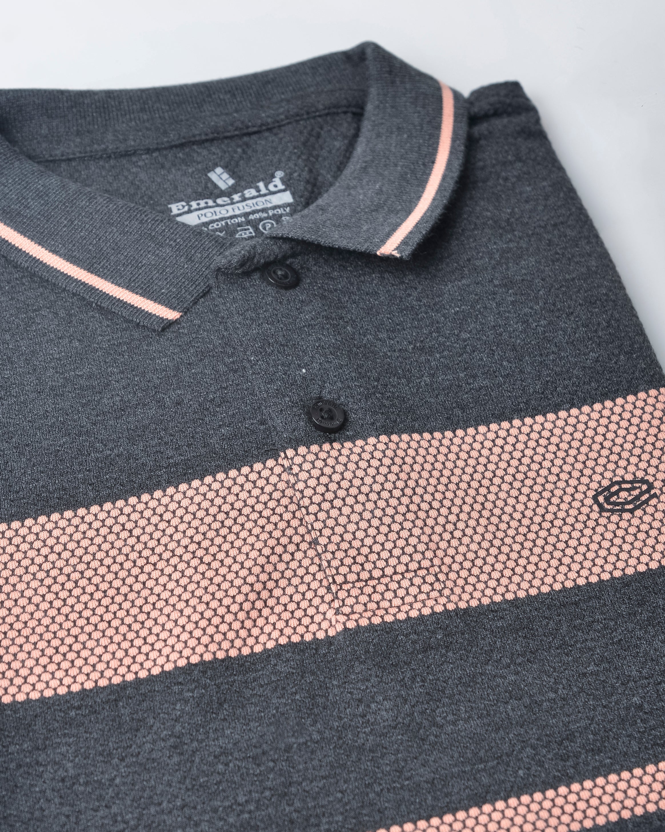 Emerald Stripe Polo-Steel Grey