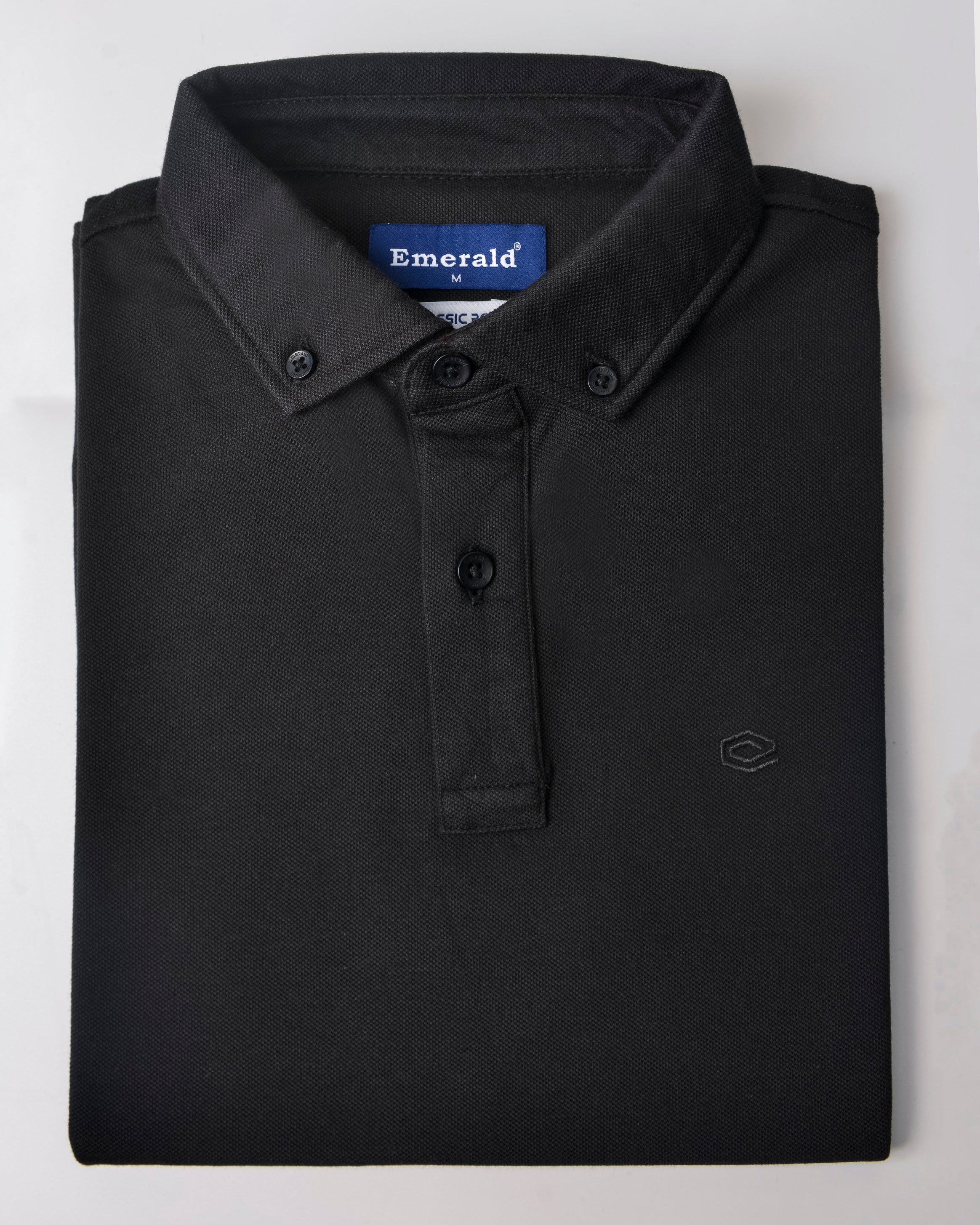 Emerald Button Down Polo-Black