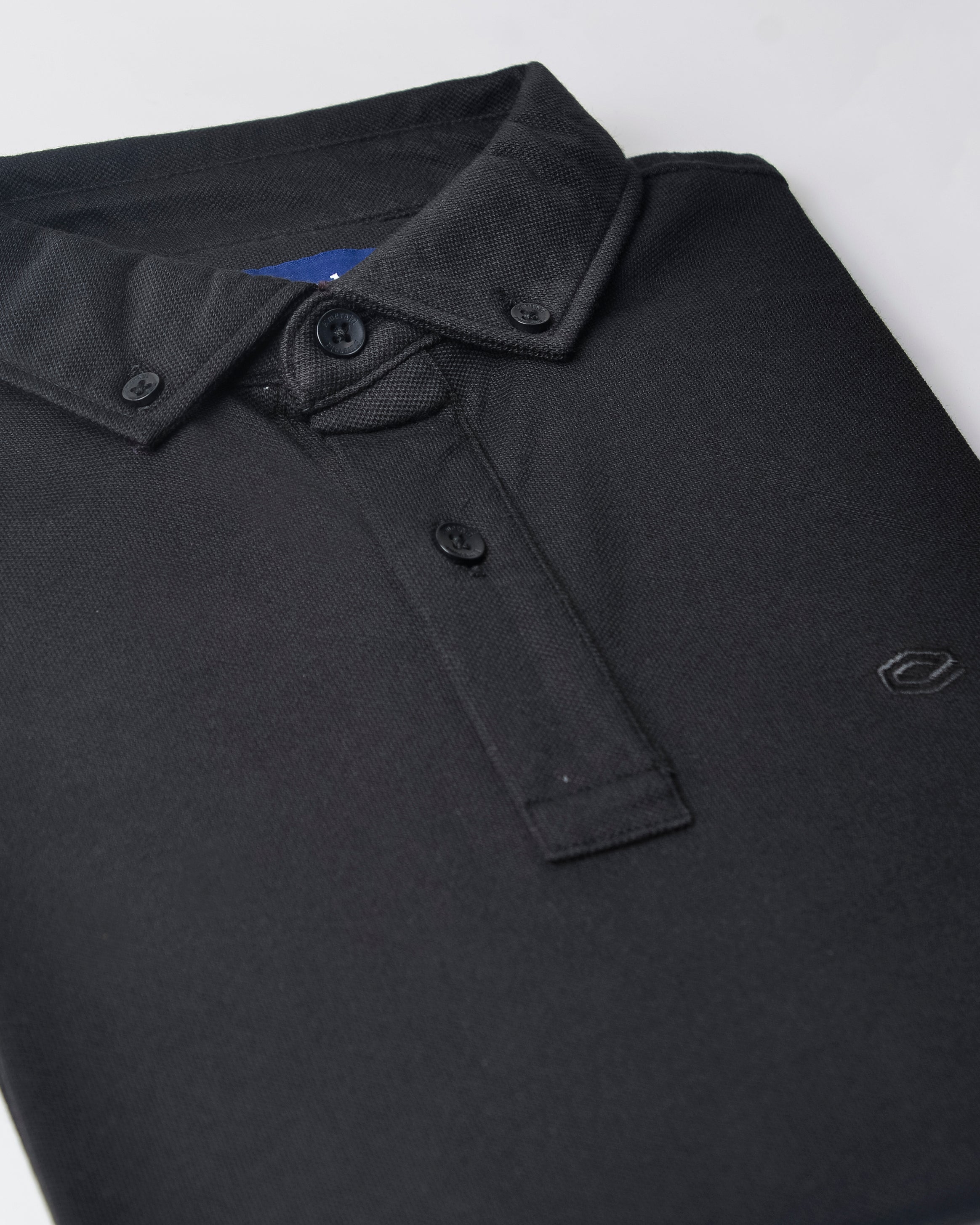 Emerald Button Down Polo-Black