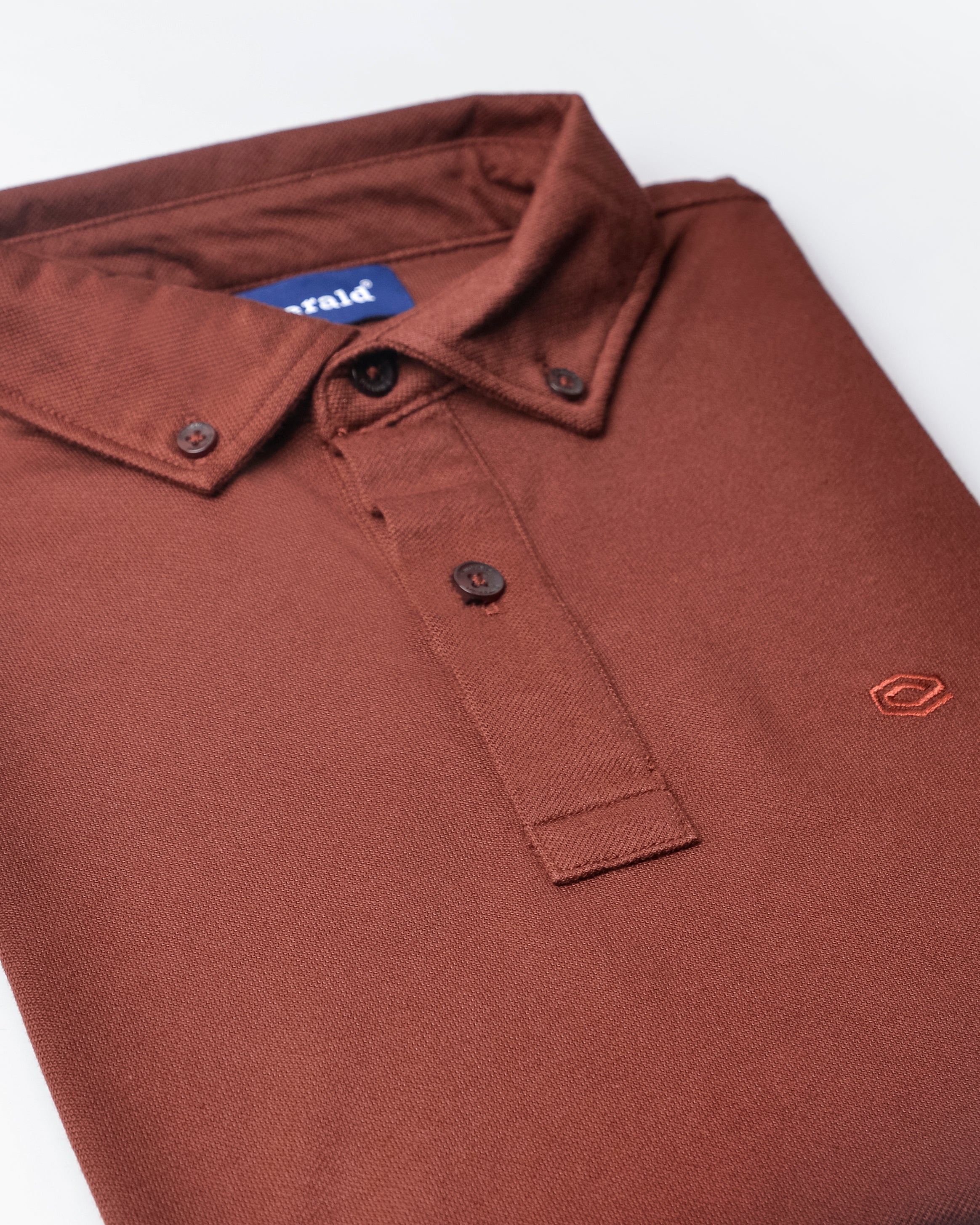 Emerald Button Down Polo-Pecan Brown