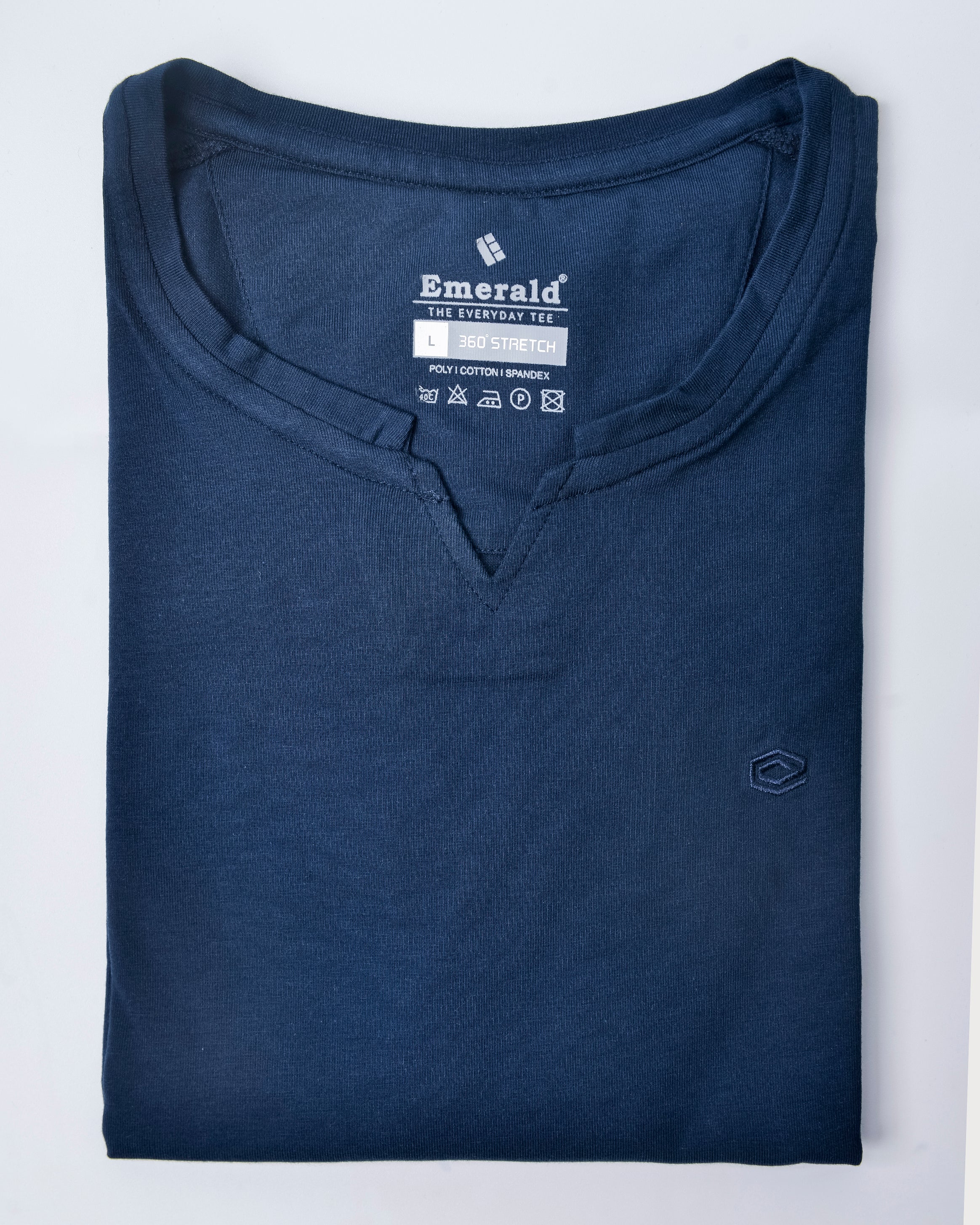 Emerald crew Neck Tee-Insignia Blue