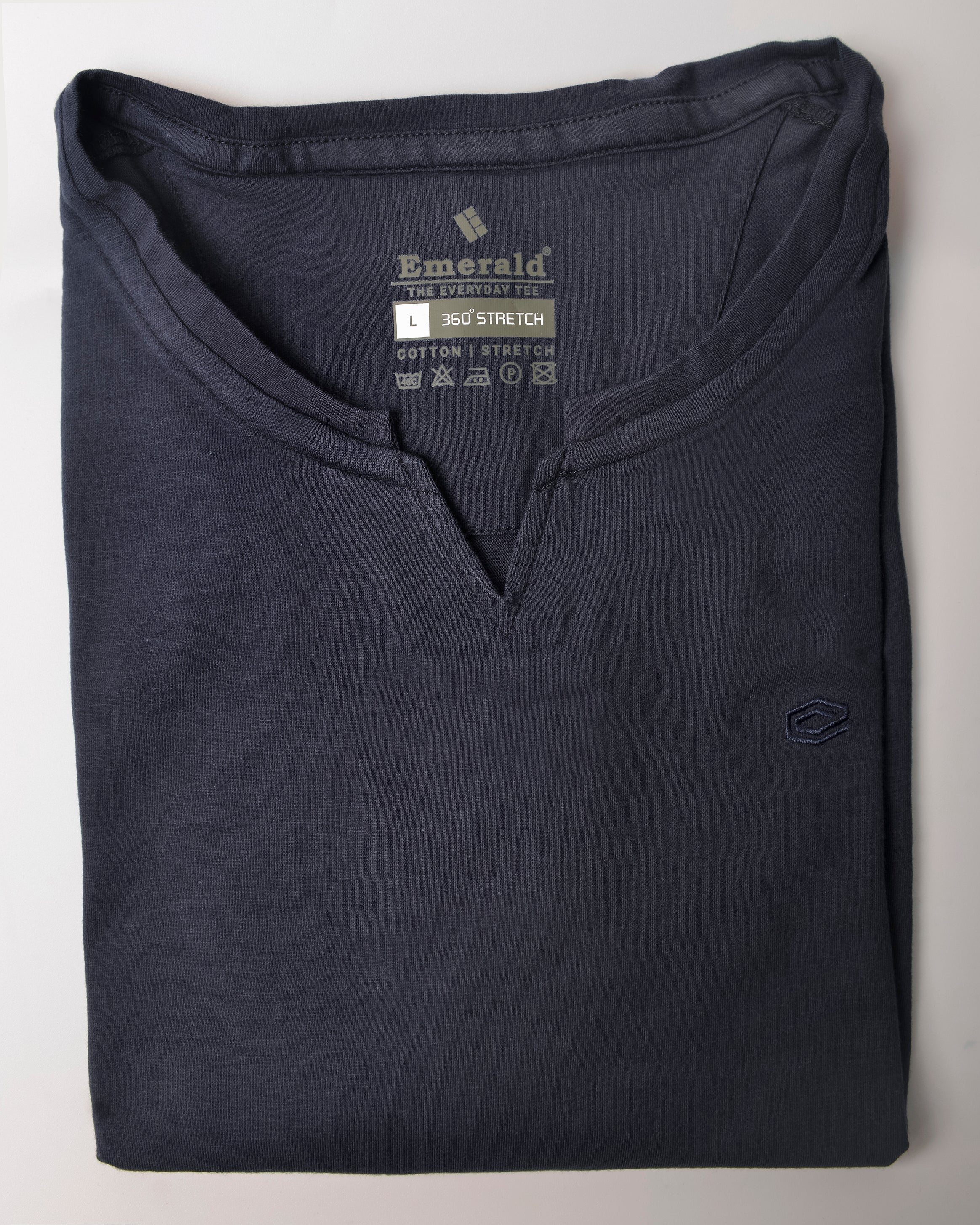 Emerald crew Neck Tee-Patriat Blue