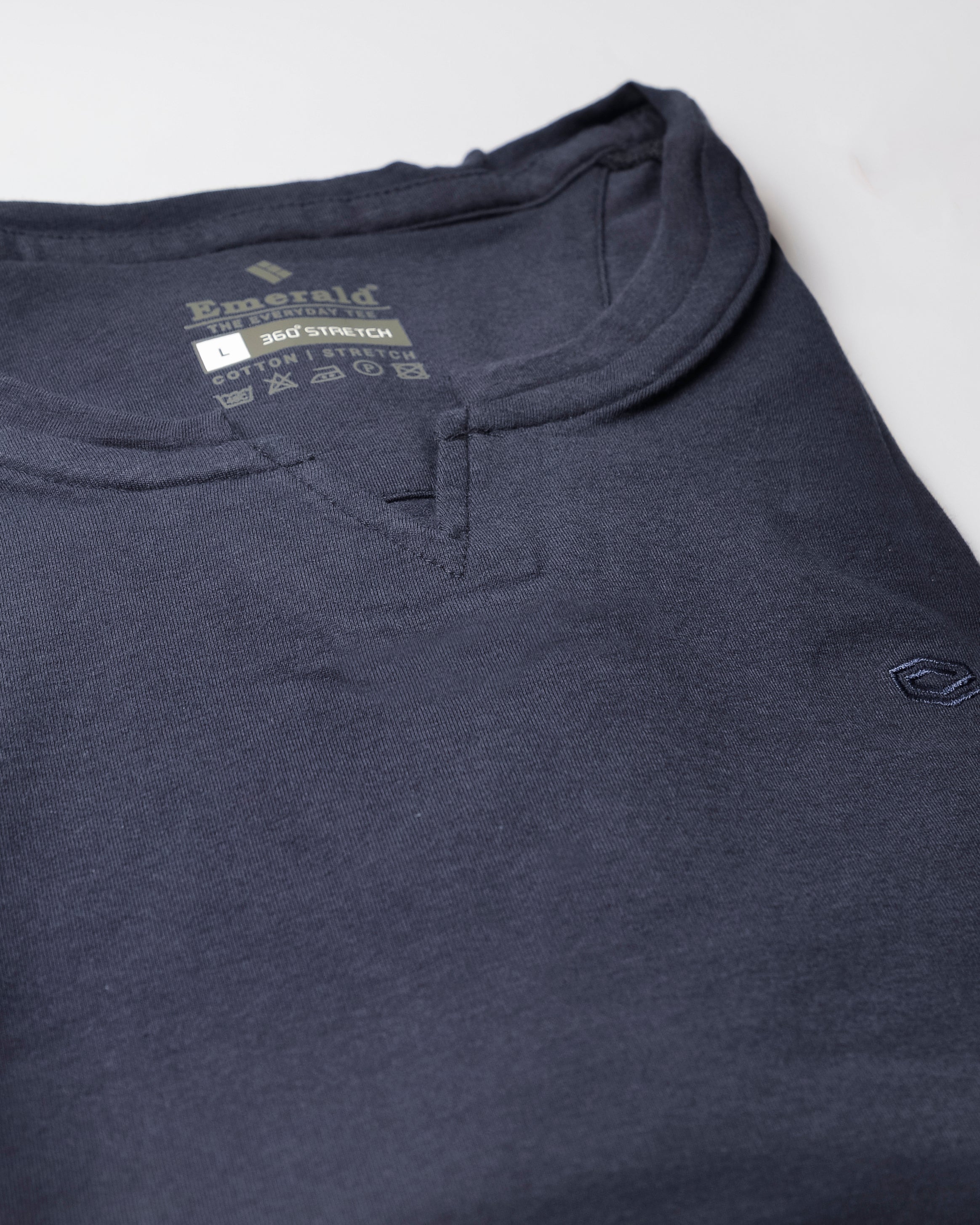 Emerald crew Neck Tee-Patriat Blue