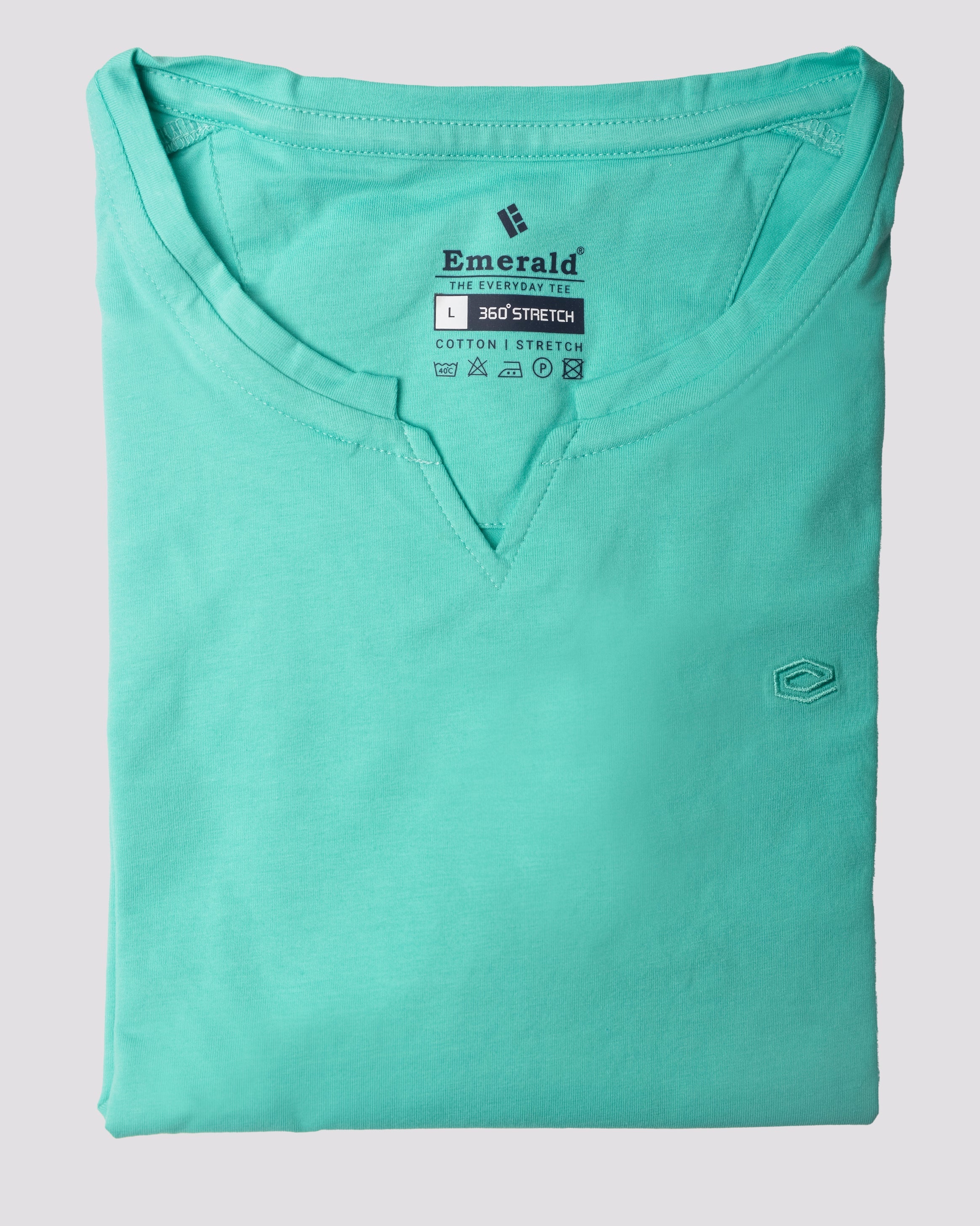 Emerald crew Neck Tee-Biscay Green