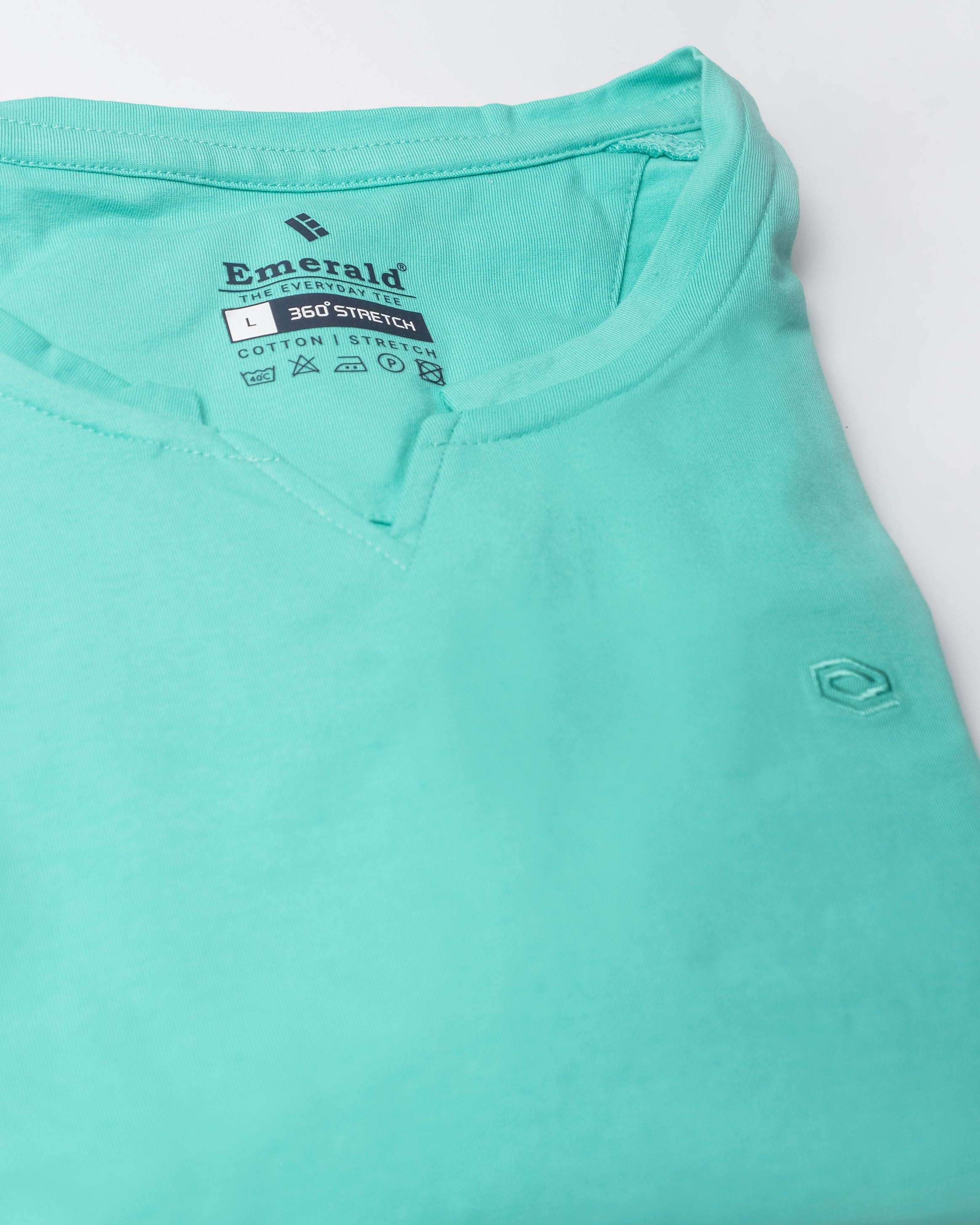 Emerald crew Neck Tee-Biscay Green