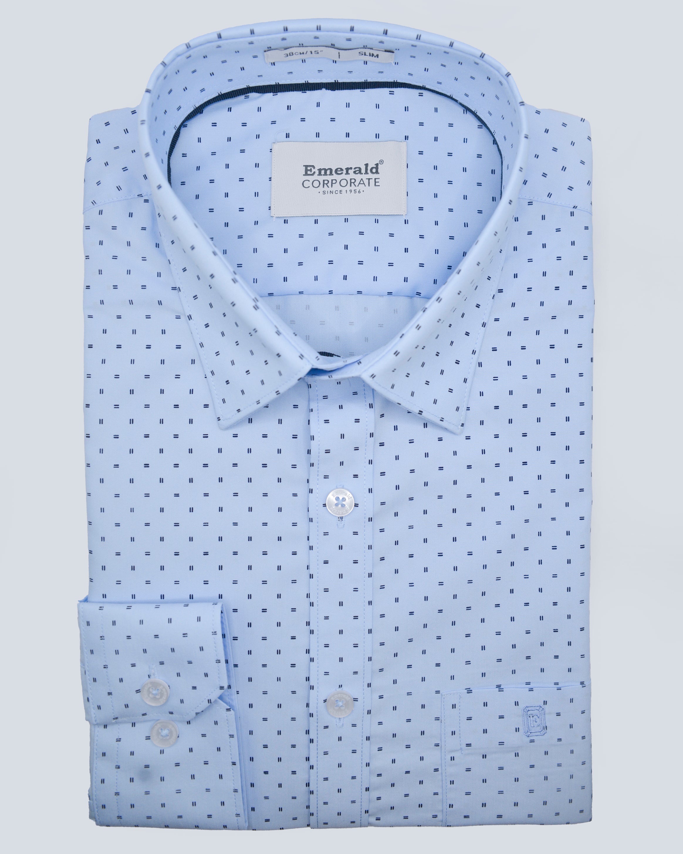 Emerald Corporate Printed Slim Fit-Cashmere Blue