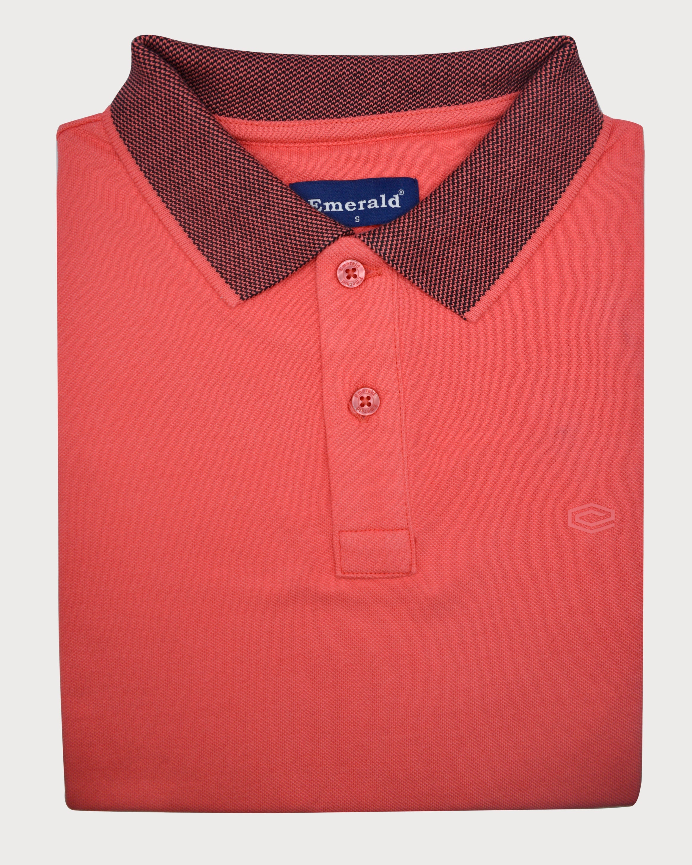 Emerald Polo Pique Solid Slim Fit-Orange Flame