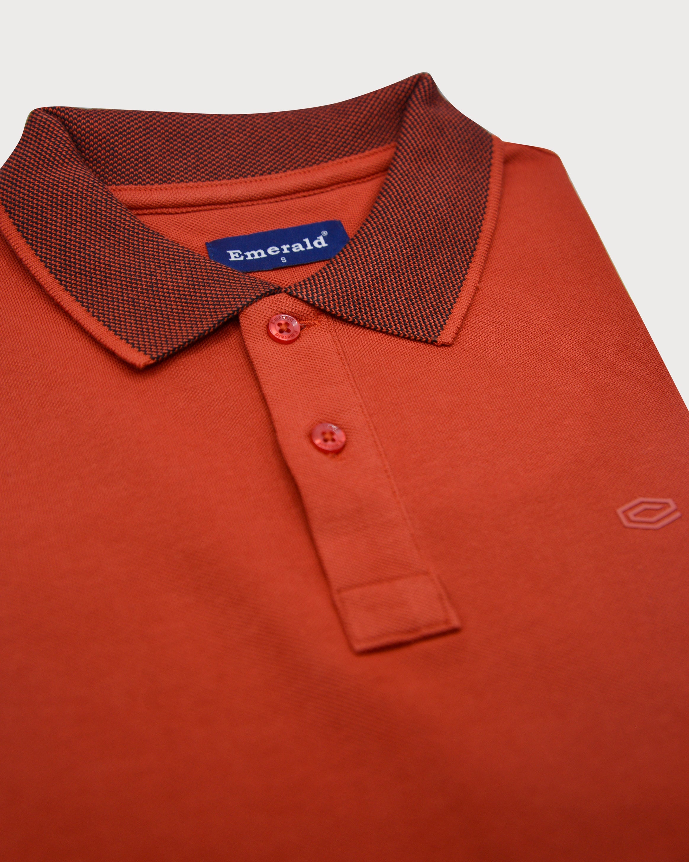 Emerald Polo Pique Solid Slim Fit-Burnt Orange