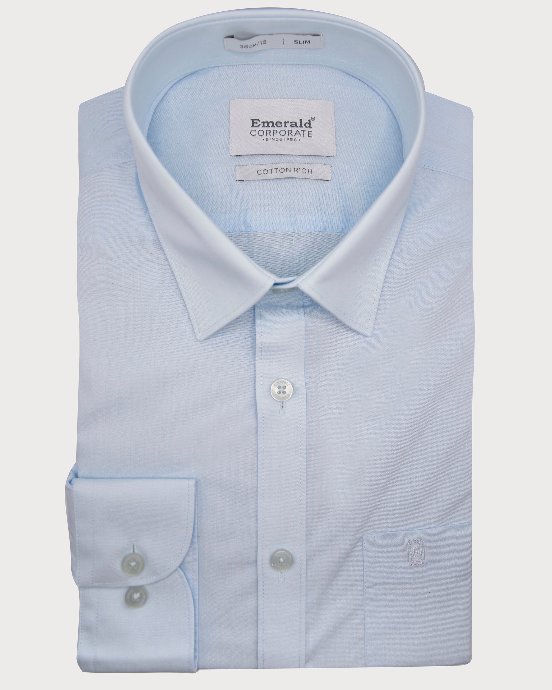 Emerald Corporate Plain Slim Fit-Baby Blue