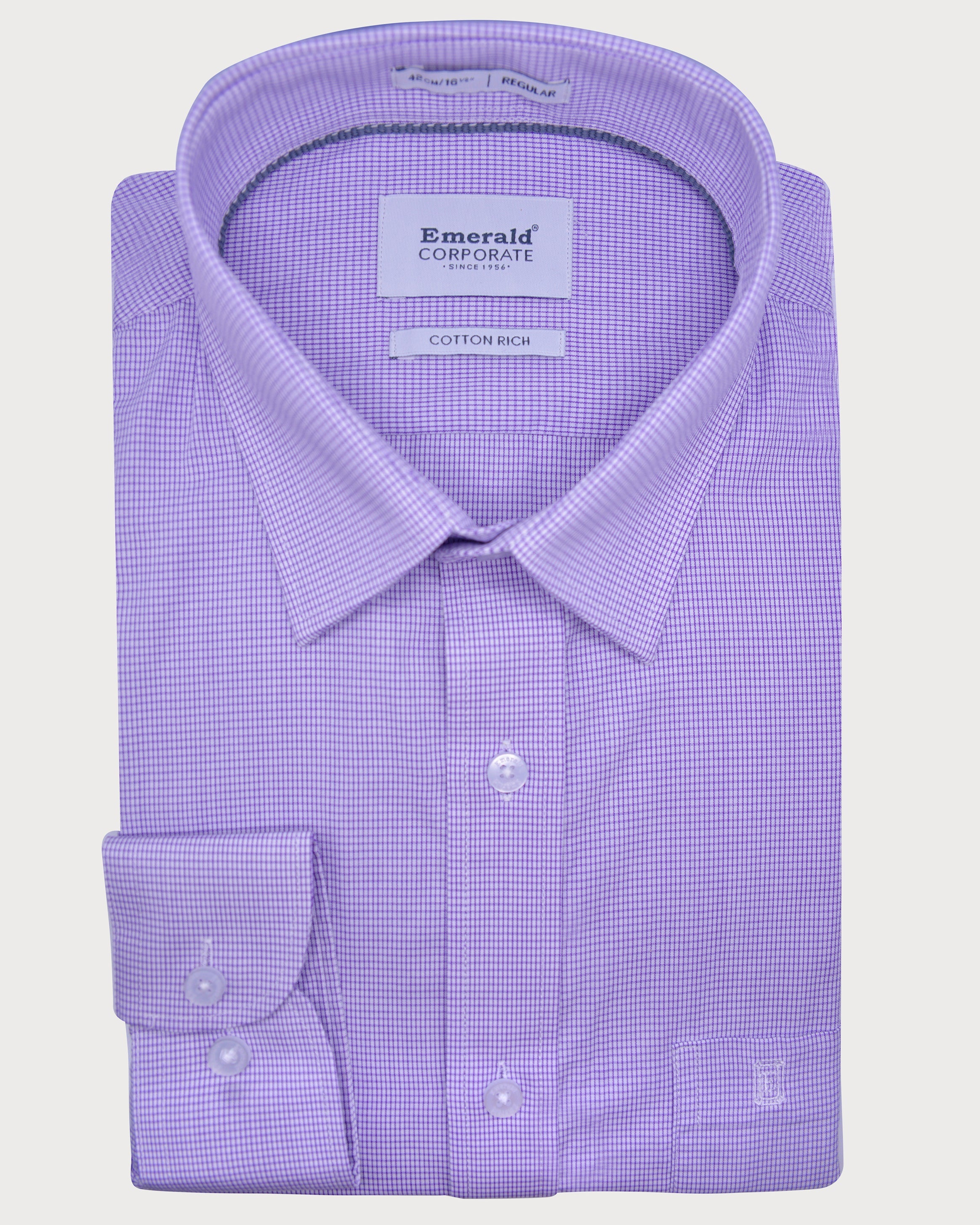 Emerald Corporate Micro Checks Regular Fit-Paisley Purple