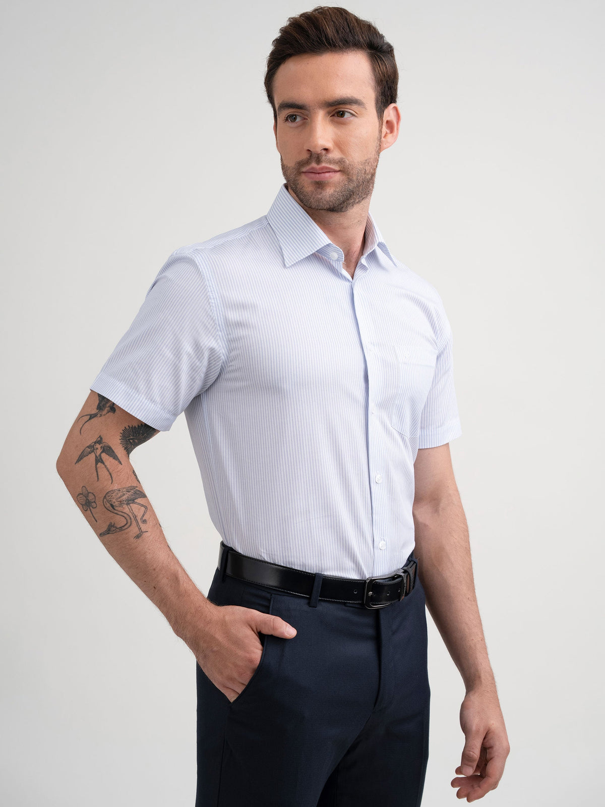 Emerald Formal Stripe Regular Fit - Cosmic Blue
