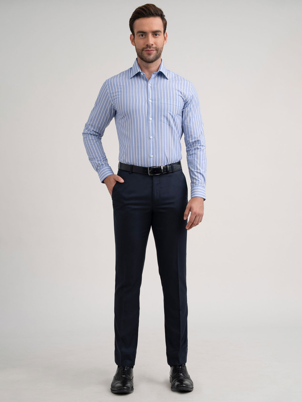 Emerald Majesty Stripe Slim Fit - Gray Down