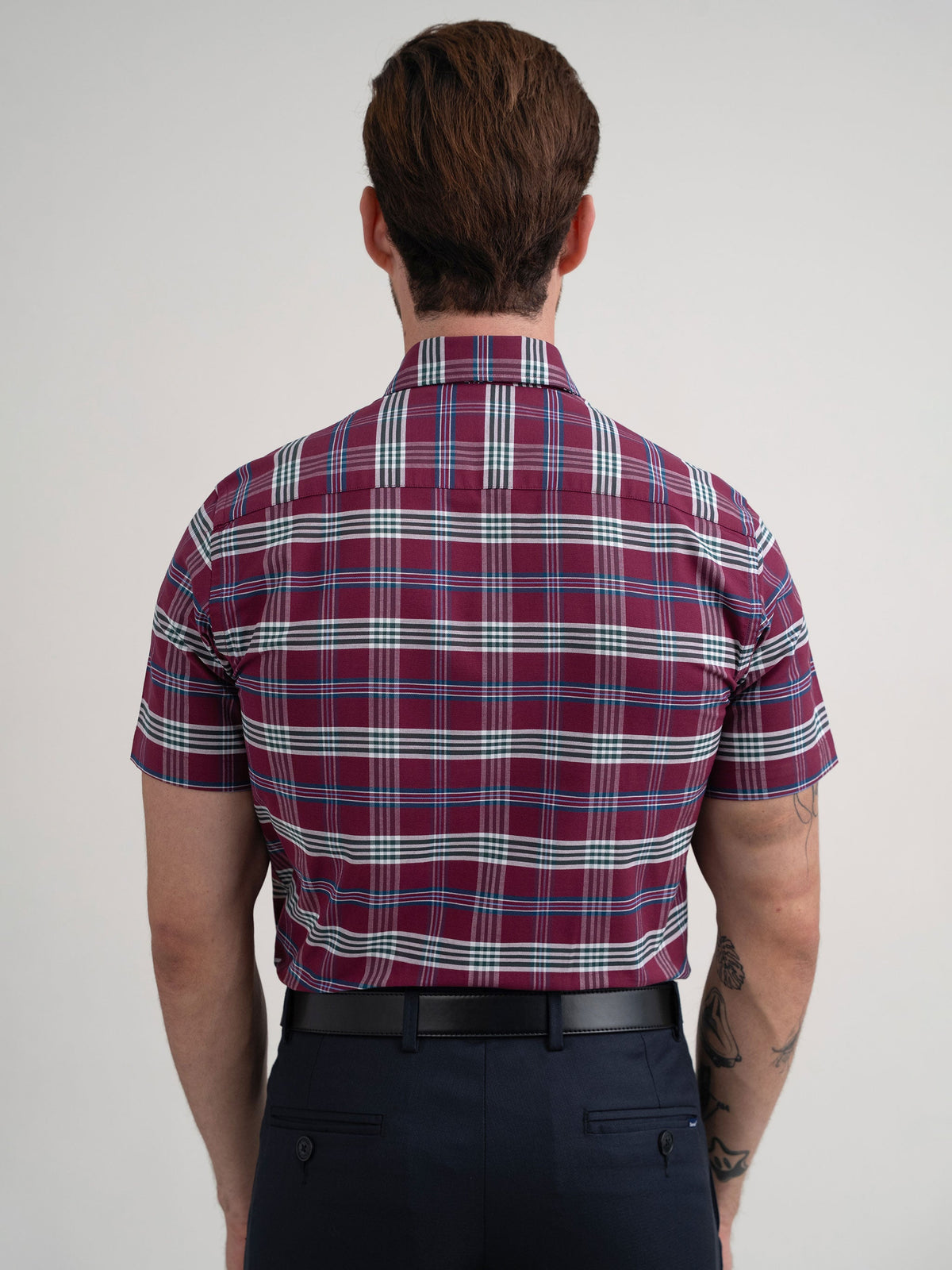 Emerald Casual Checks Regular Fit - Ruby Wine