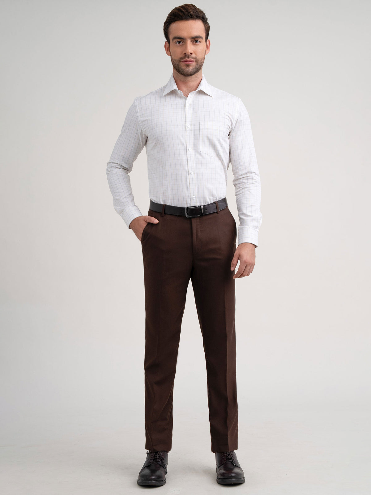 Emerald Formal Checks Slim Fit - Yellow Freesia