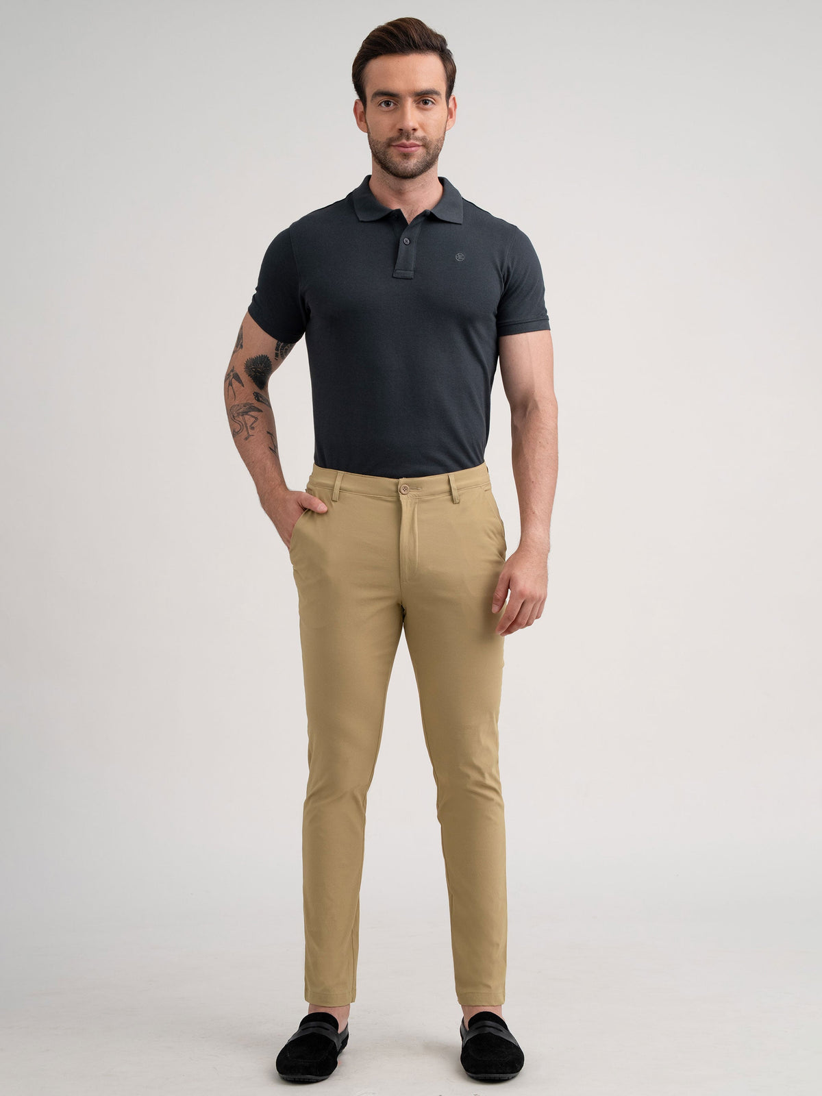 Emerald Polo Pique Solid Slim Fit - Folkstone Grey