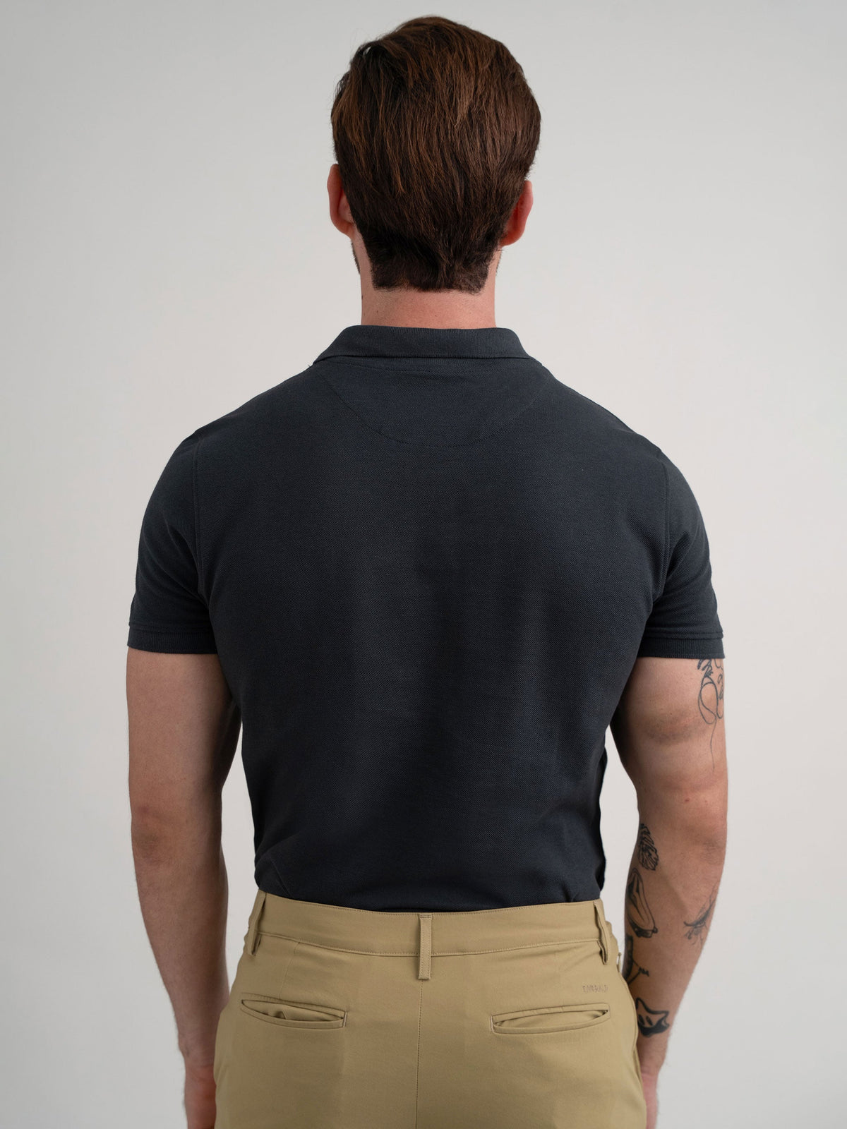 Emerald Polo Pique Solid Slim Fit - Folkstone Grey