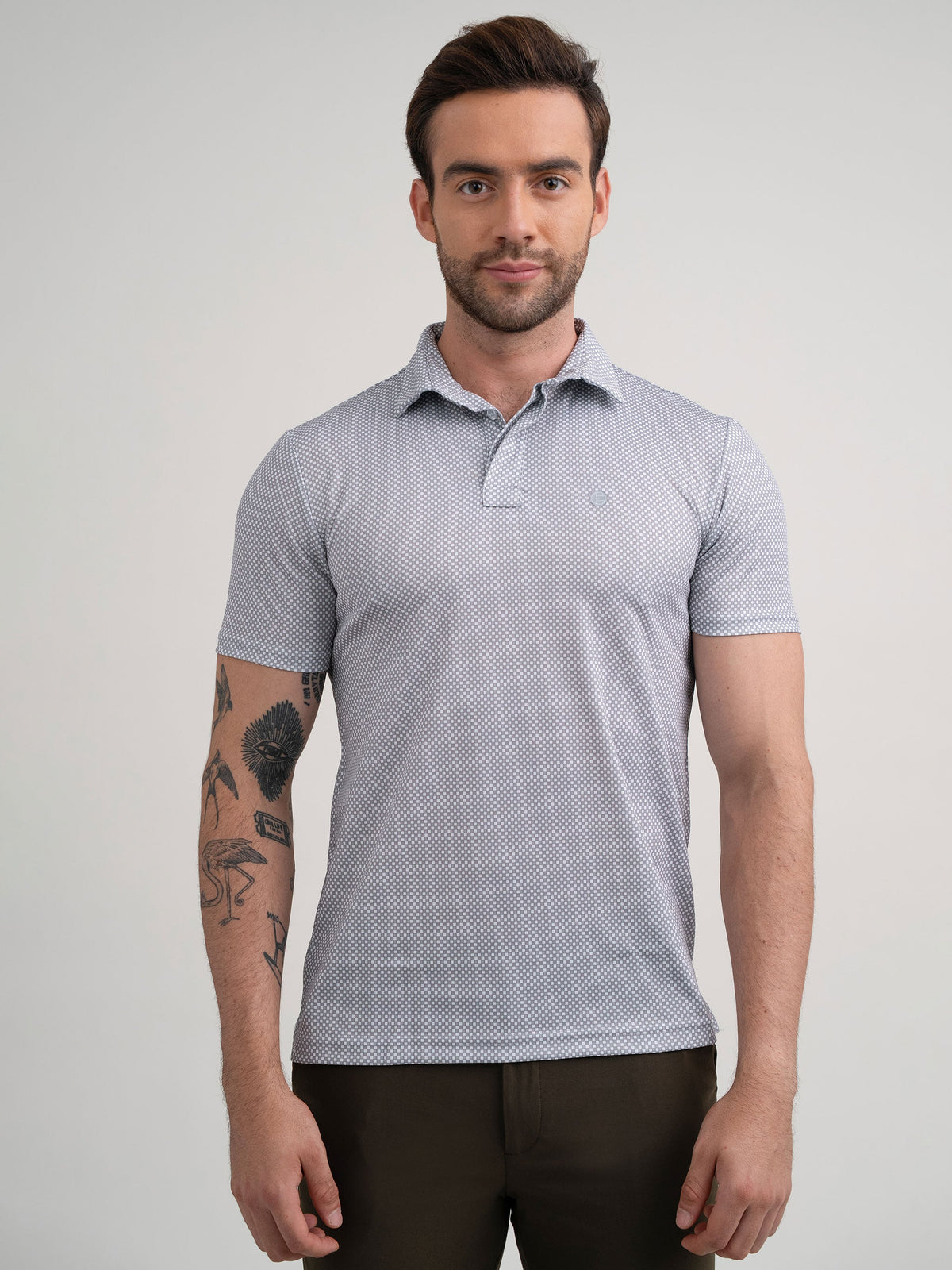 Emerald Polo Printed Slim Fit - Charcoal