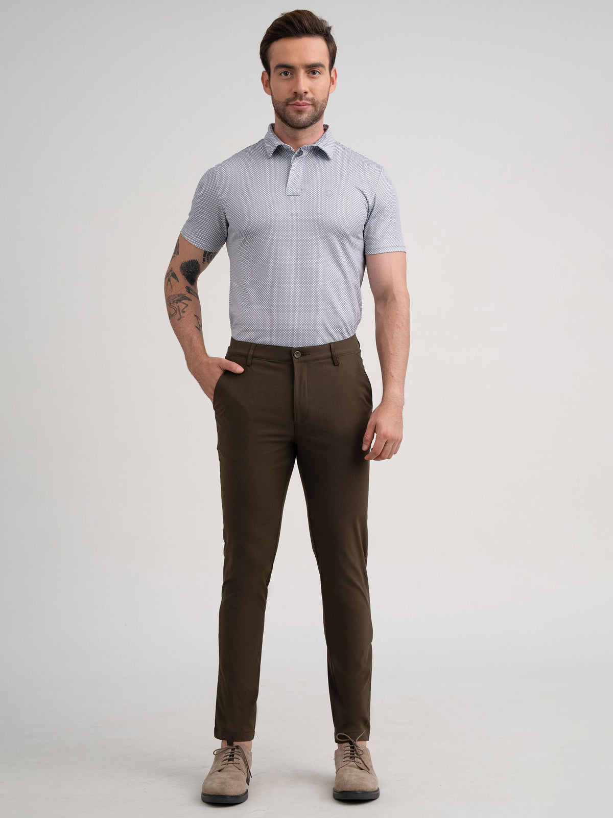 Emerald Polo Printed Slim Fit - Charcoal