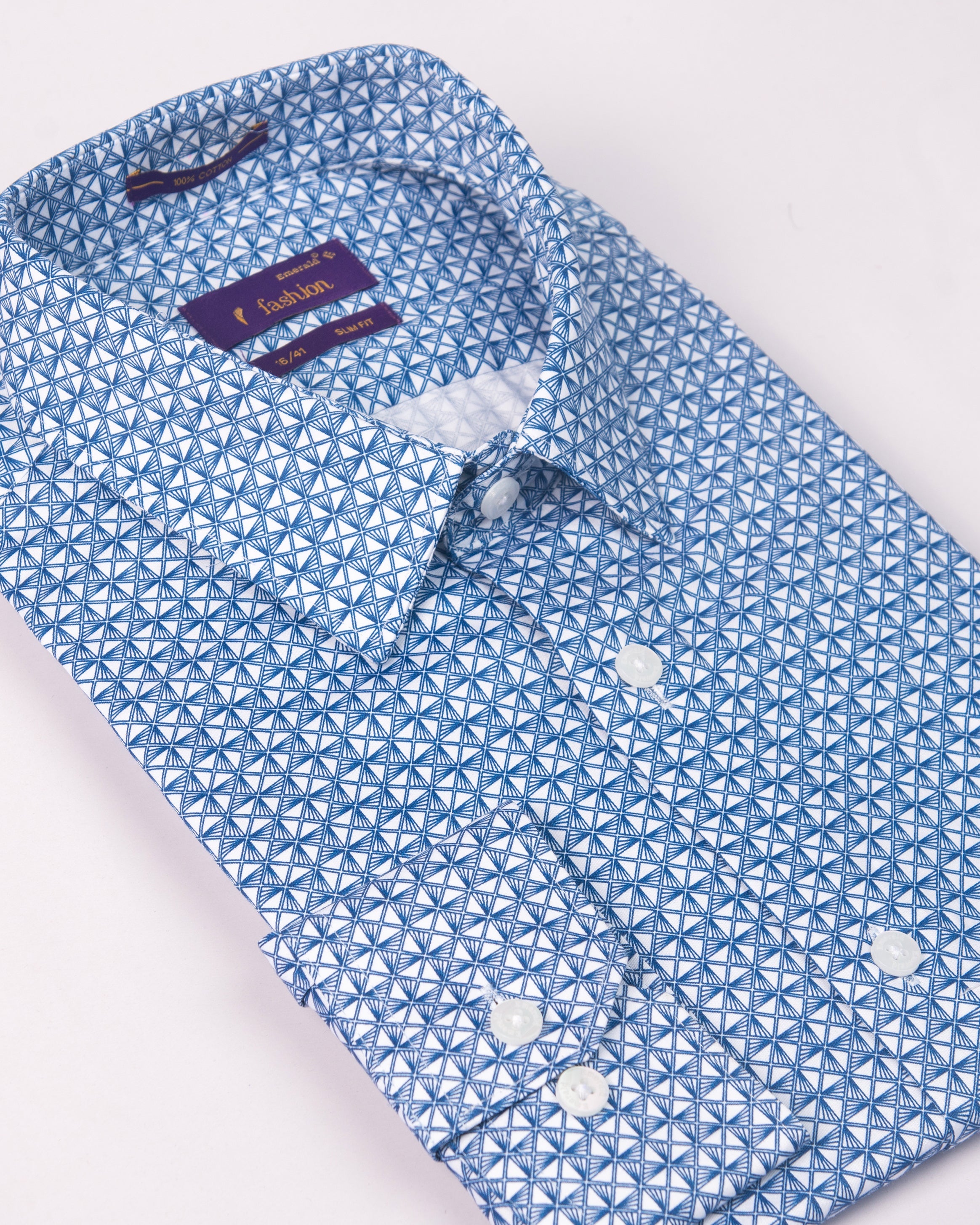 Emerald Fashion Printed Slim Fit-Estate Blue