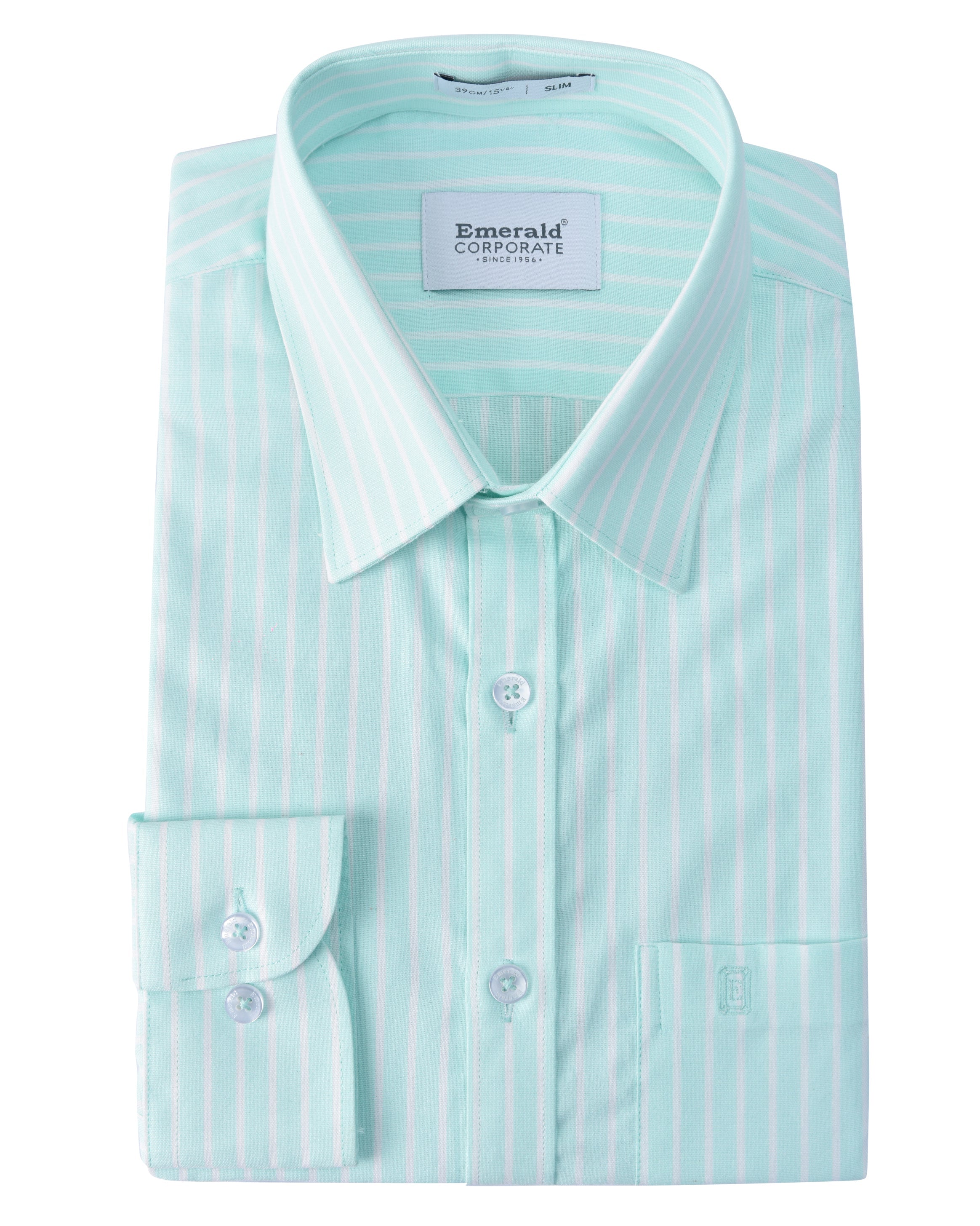 Emerald Corporate Stripe Slim Fit-Yucca Green