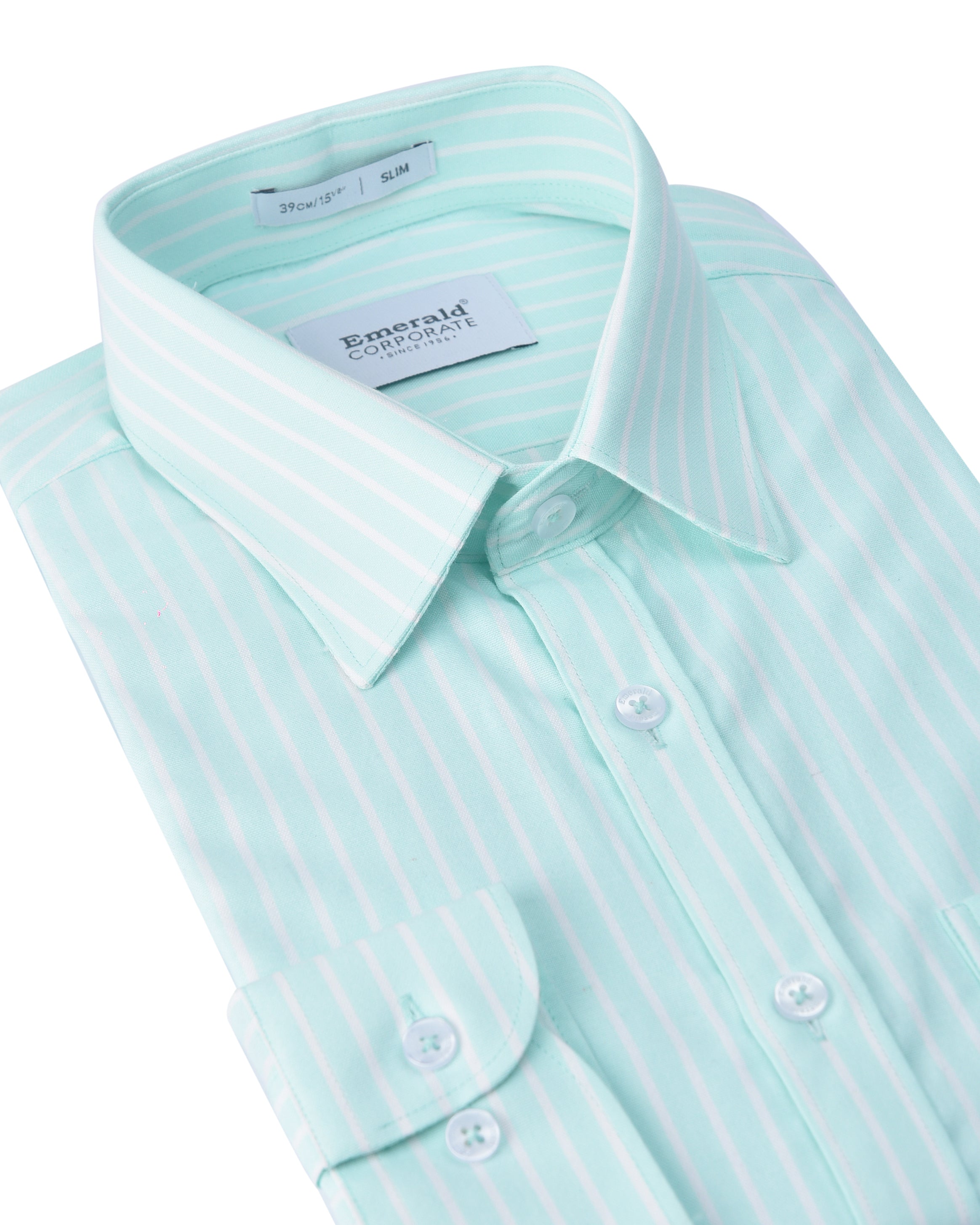 Emerald Corporate Stripe Slim Fit-Yucca Green