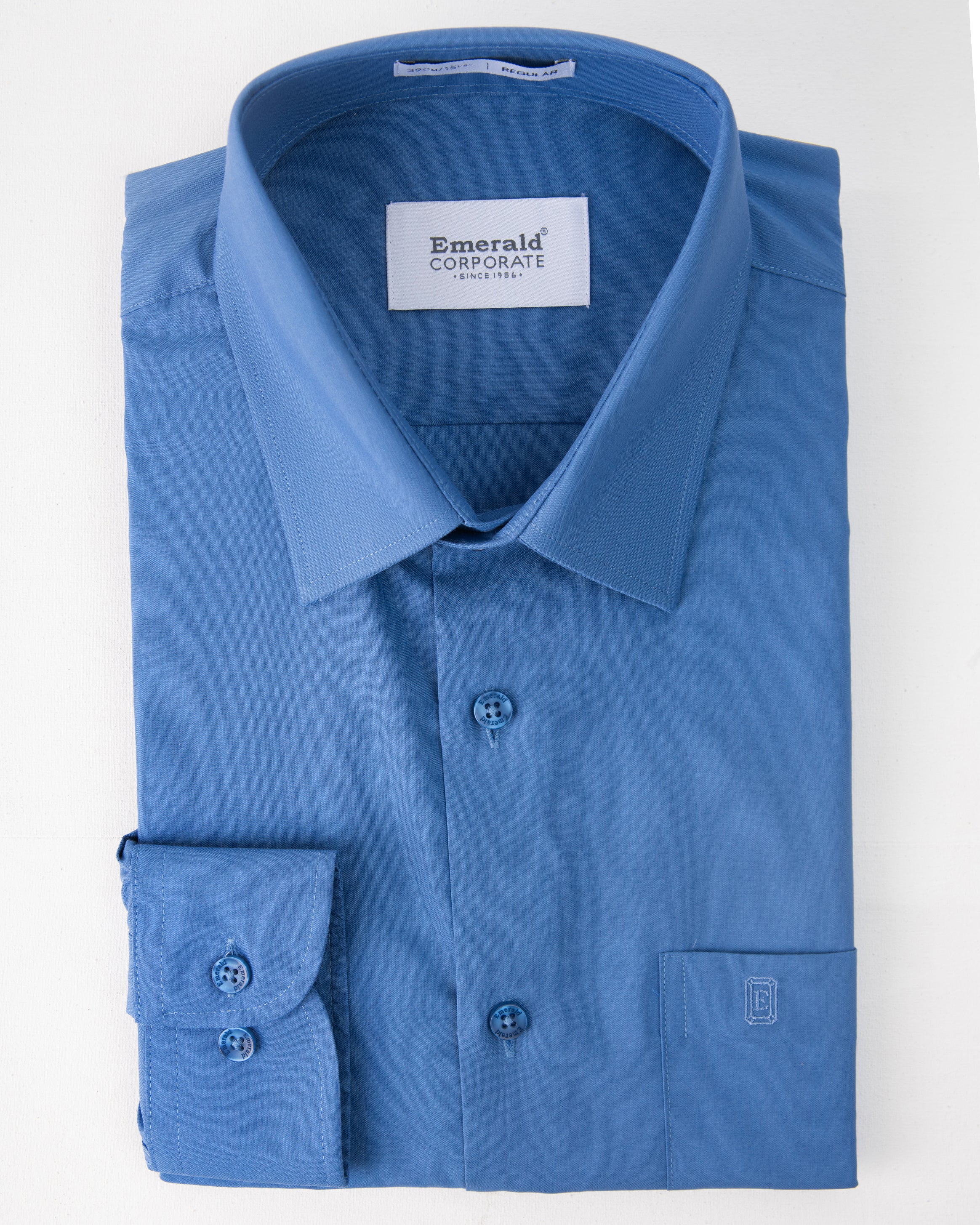 Emerald Corporate Plain Regular Fit-Blue