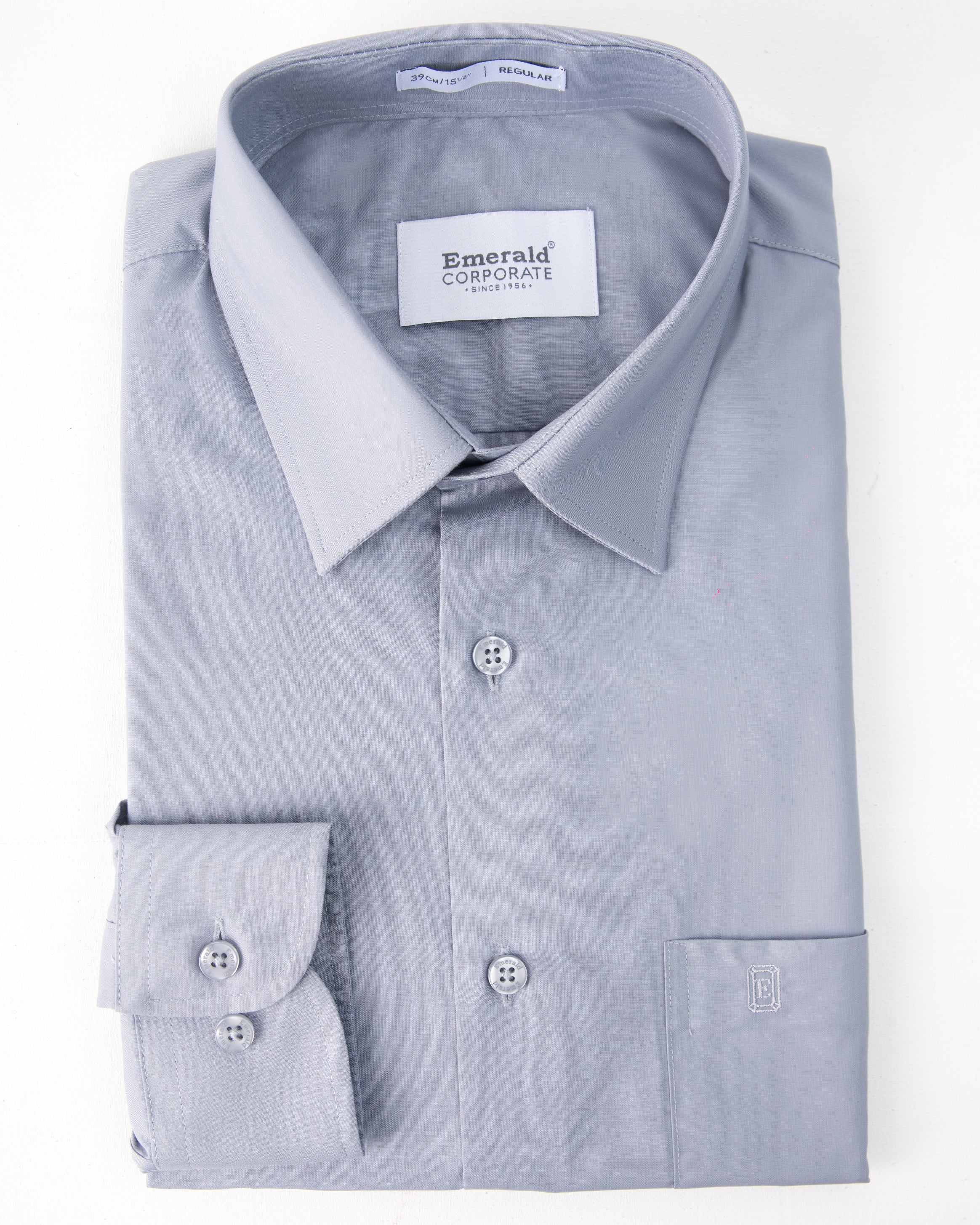 Emerald Corporate Plain Regular Fit-Steel Grey