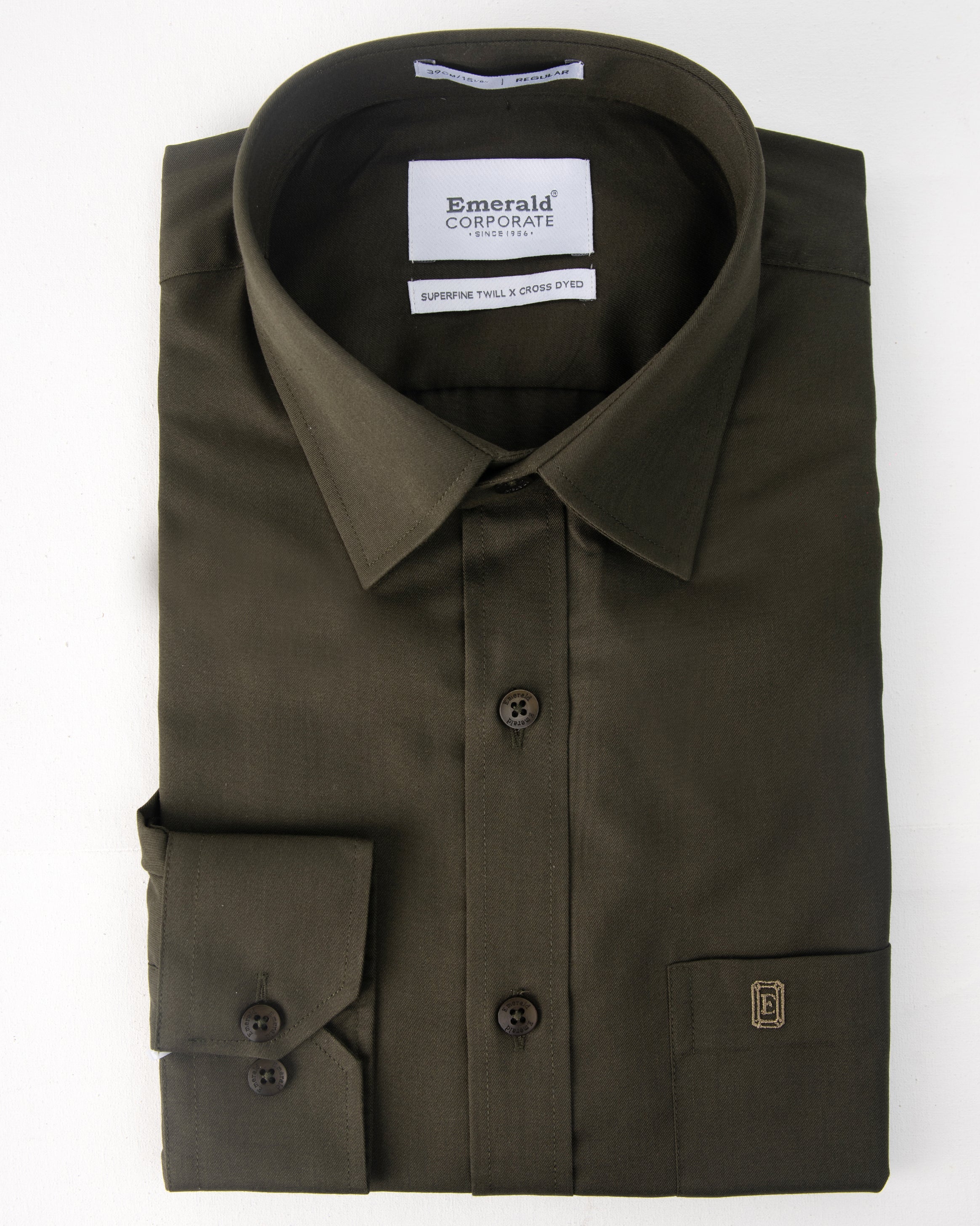 Emerald Corporate Twill Regular Fit-Posy Green