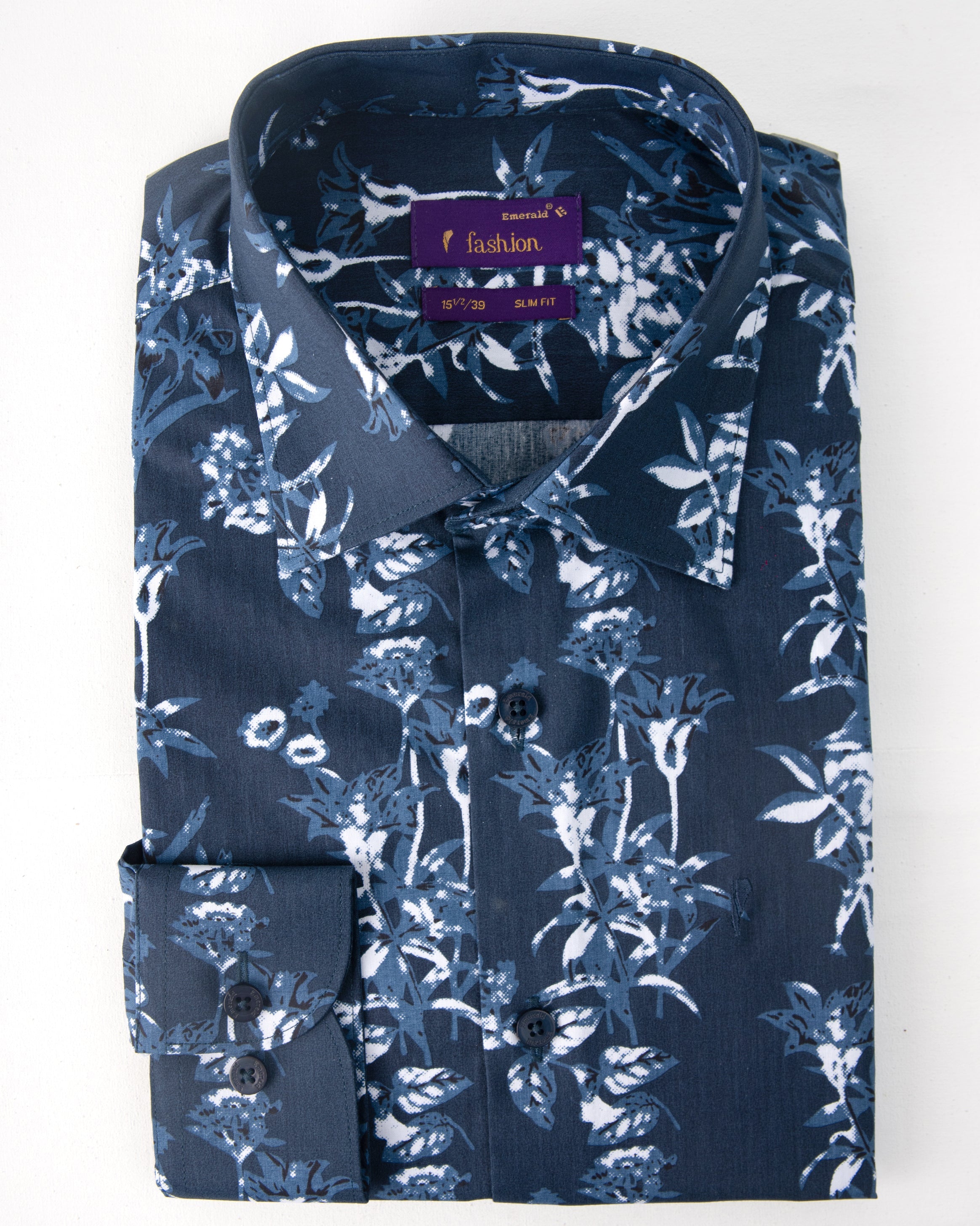 Emerald Fashion Printed Slim Fit-Navy