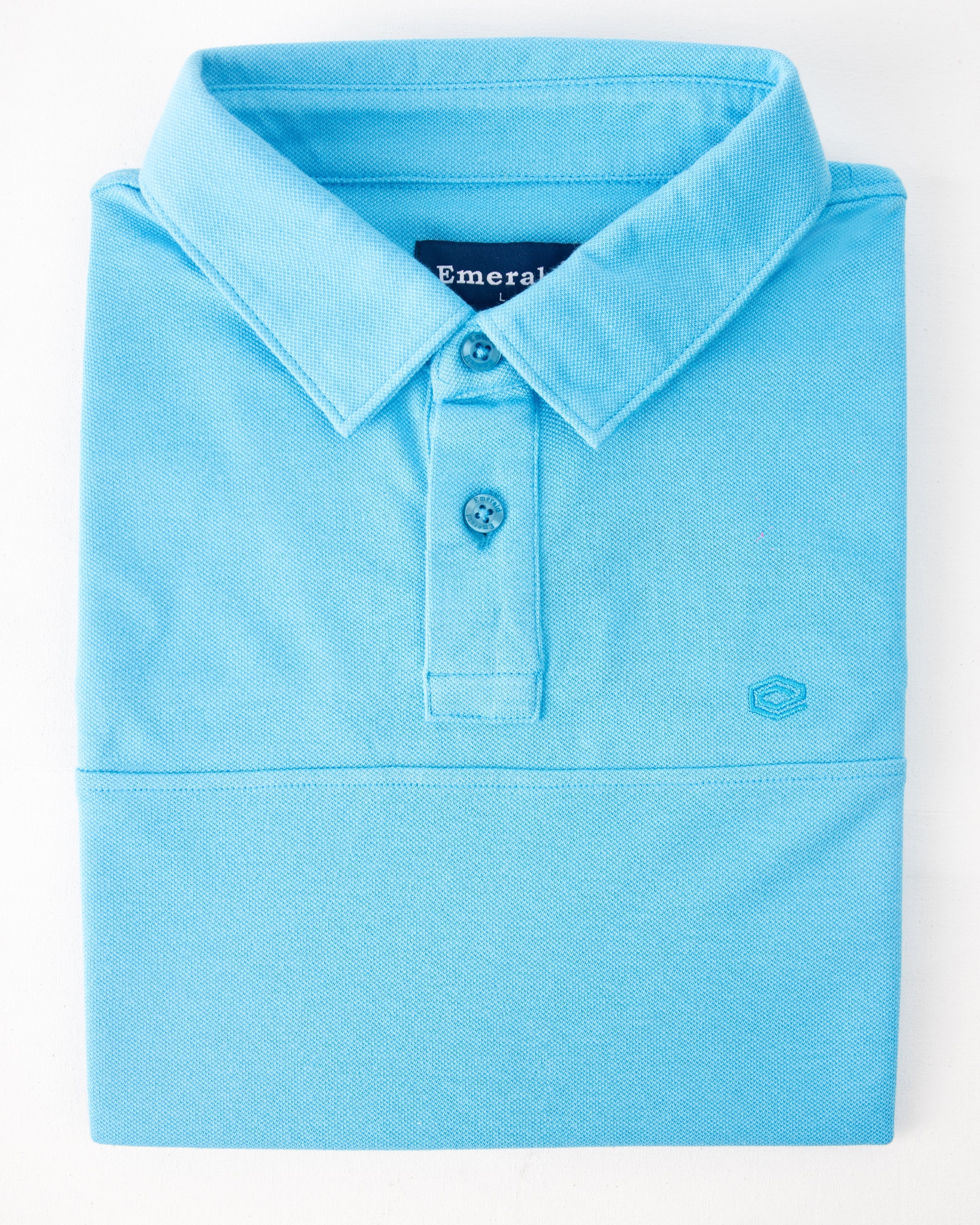 Emerald Polo Plain Slim Fit-Blue Mist