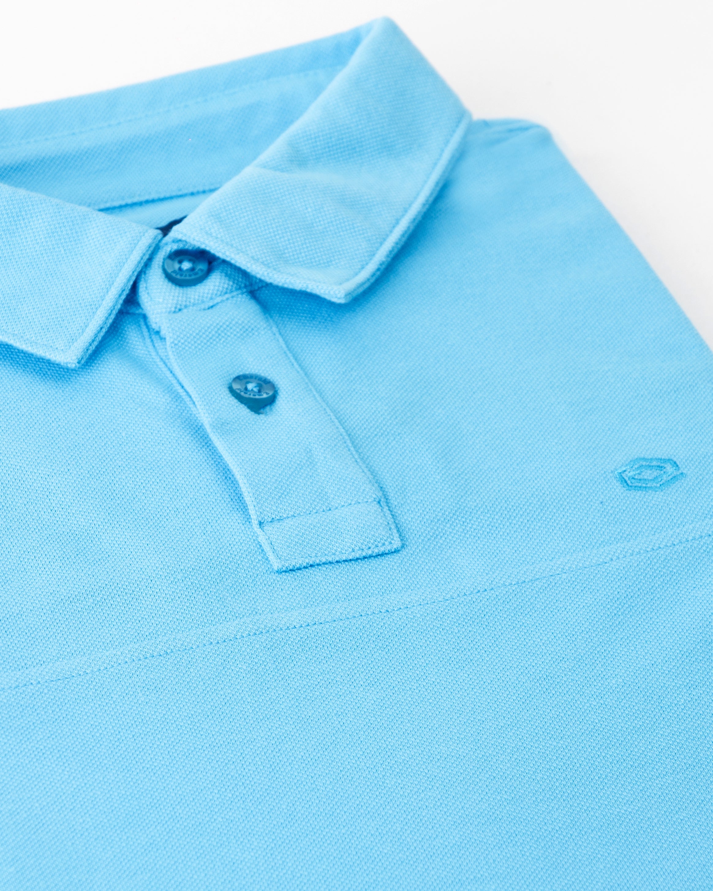 Emerald Polo Plain Slim Fit-Blue Mist