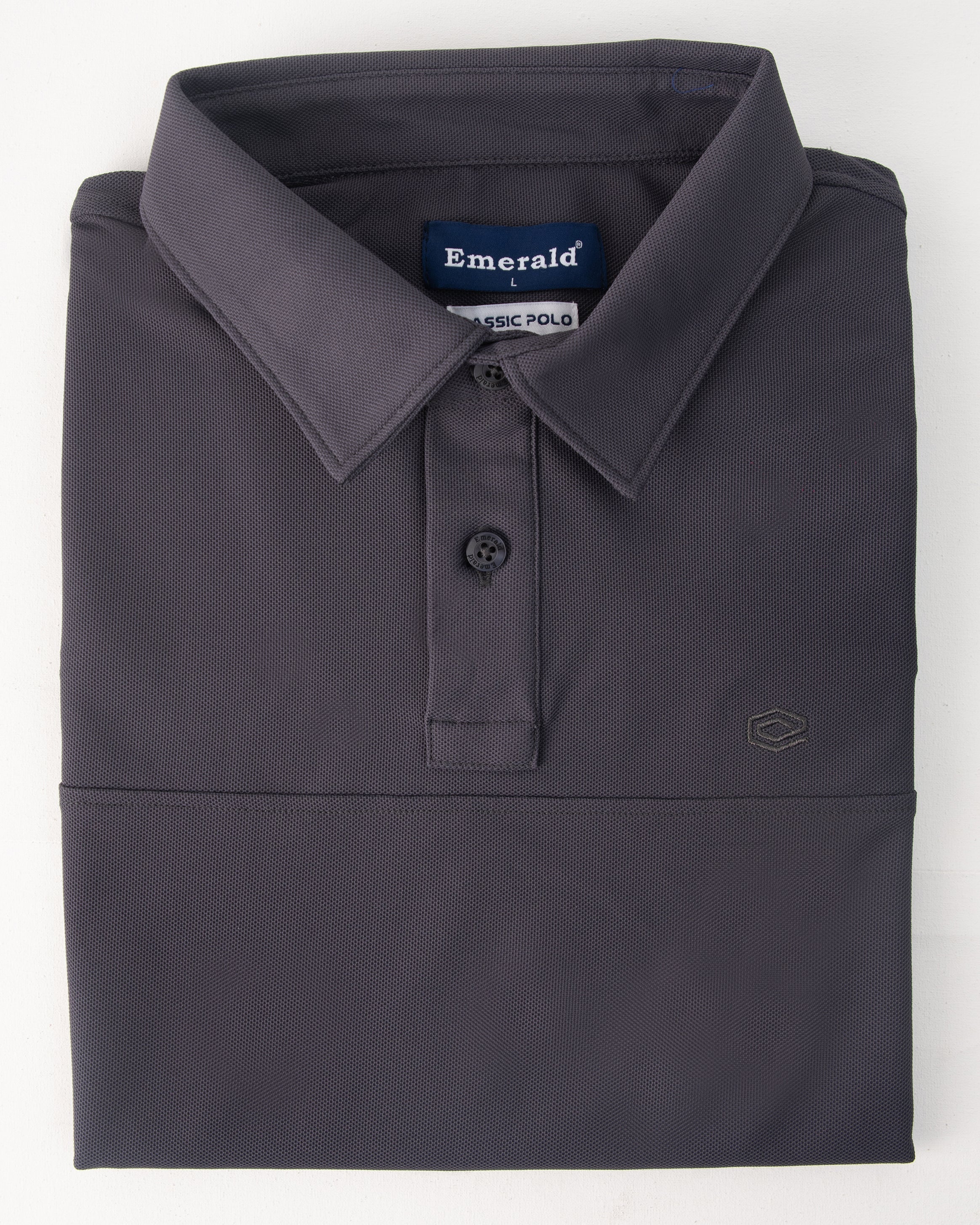 Emerald Polo Plain Slim Fit-Folkstone Grey