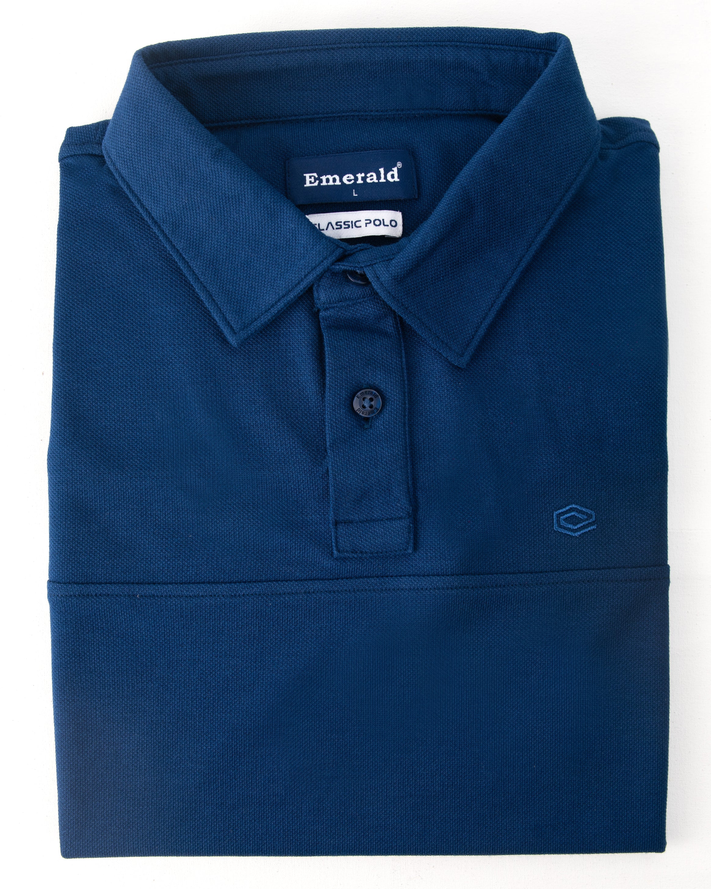 Emerald Polo Plain Slim Fit-Blue