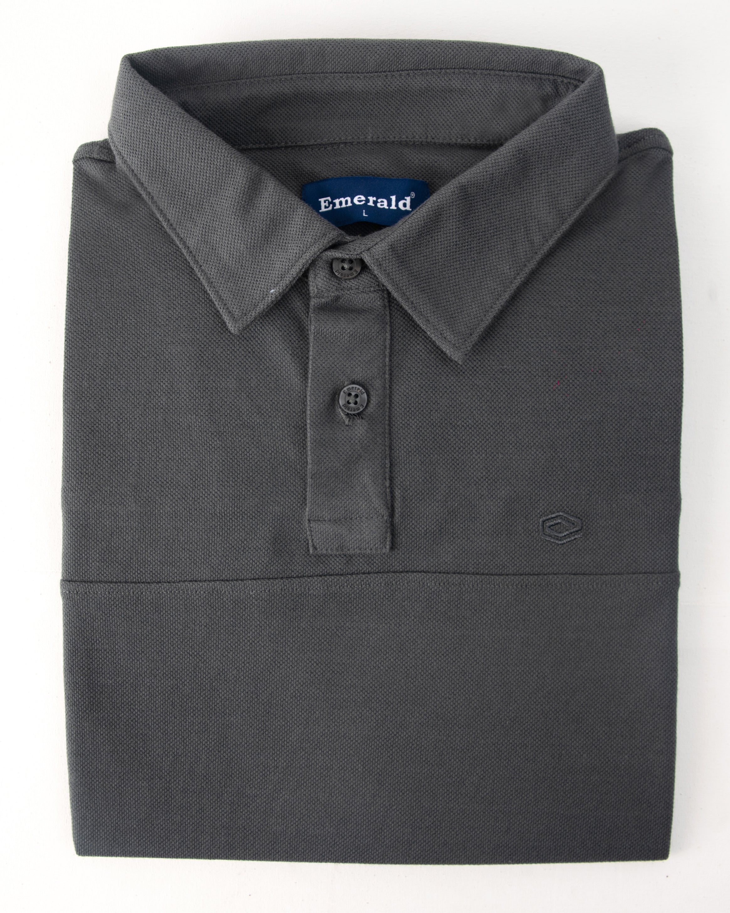 Emerald Polo Plain Slim Fit-Charcoal