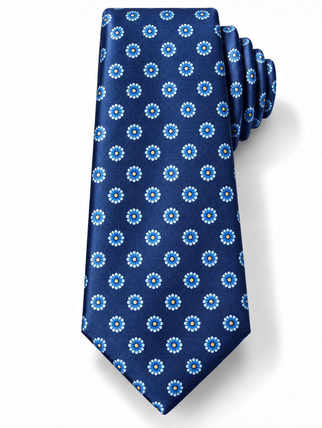 Navy Daisy Print Tie