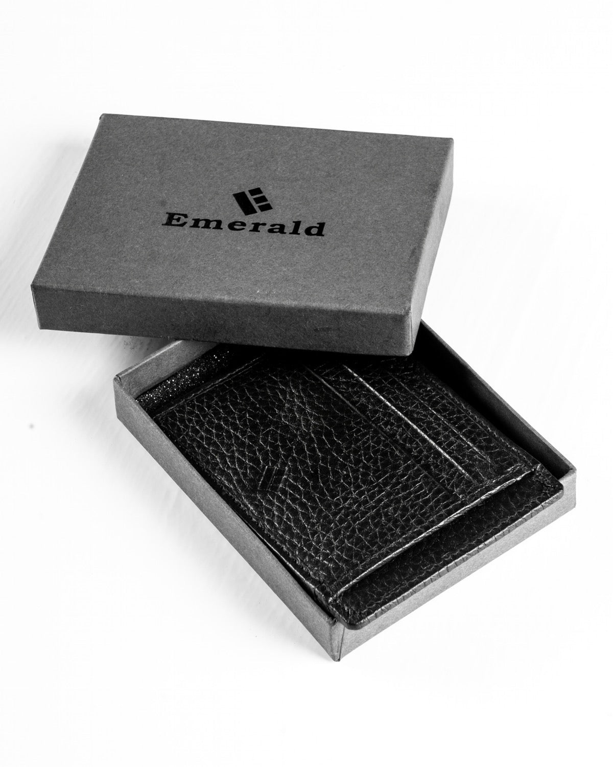 Emerald Card Holder Floter Genuine Leather - Black