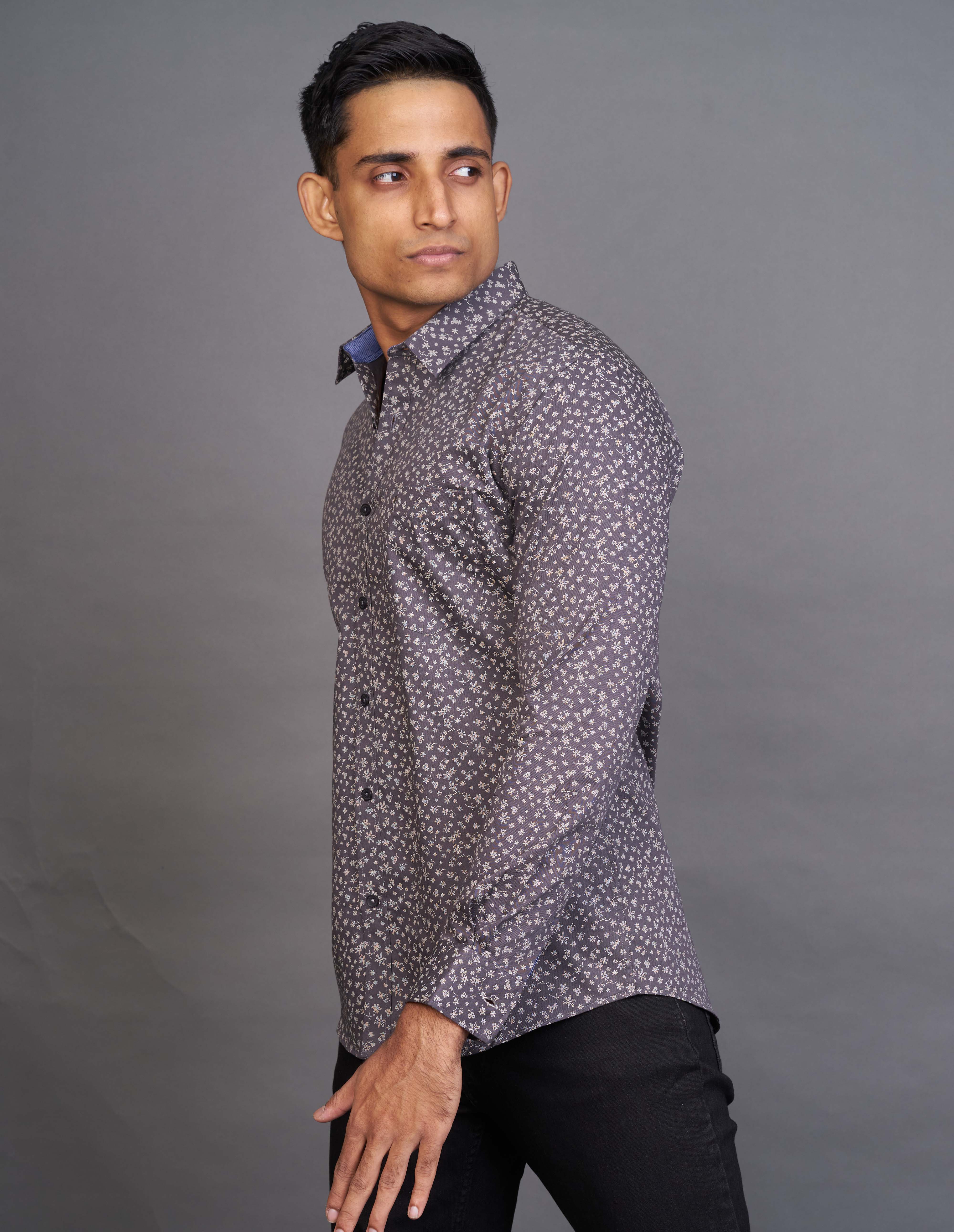 Emerald Fashion Printed Slim Fit - Steel Grey