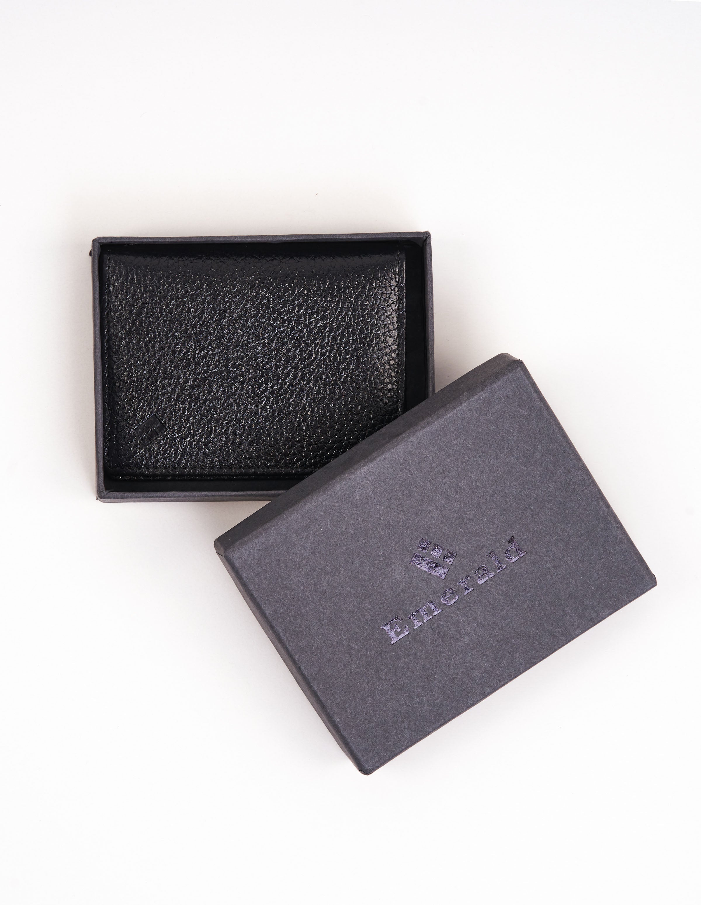 Emerald Card Holder Bifold Genuine leather - Black