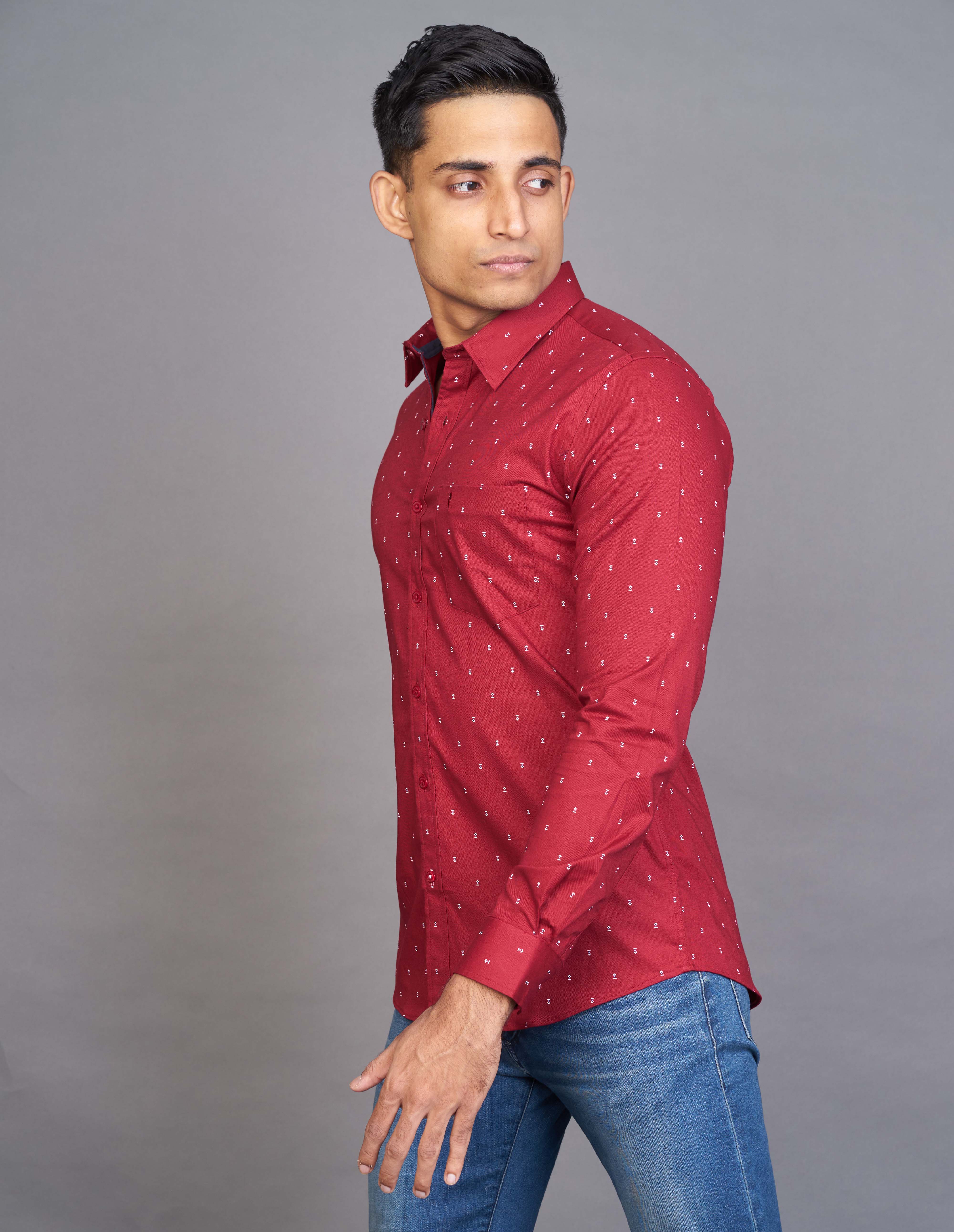 Emerald Fashion Printed Slim Fit - Biking Red