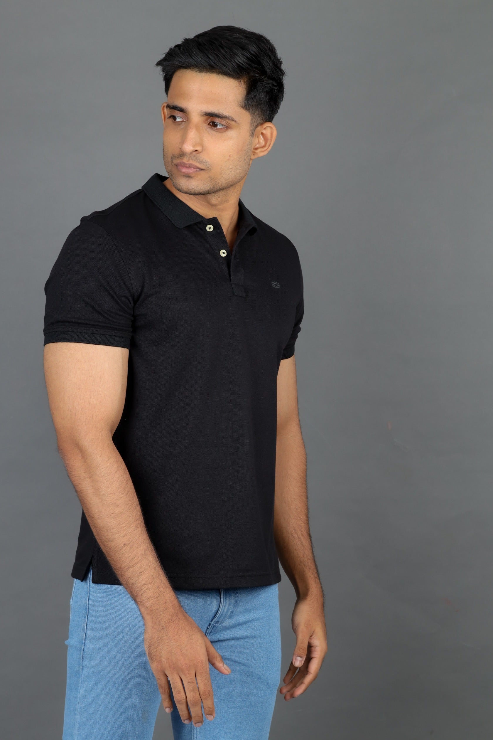 Polo Pique Solid Slim Fit-Moonless Night