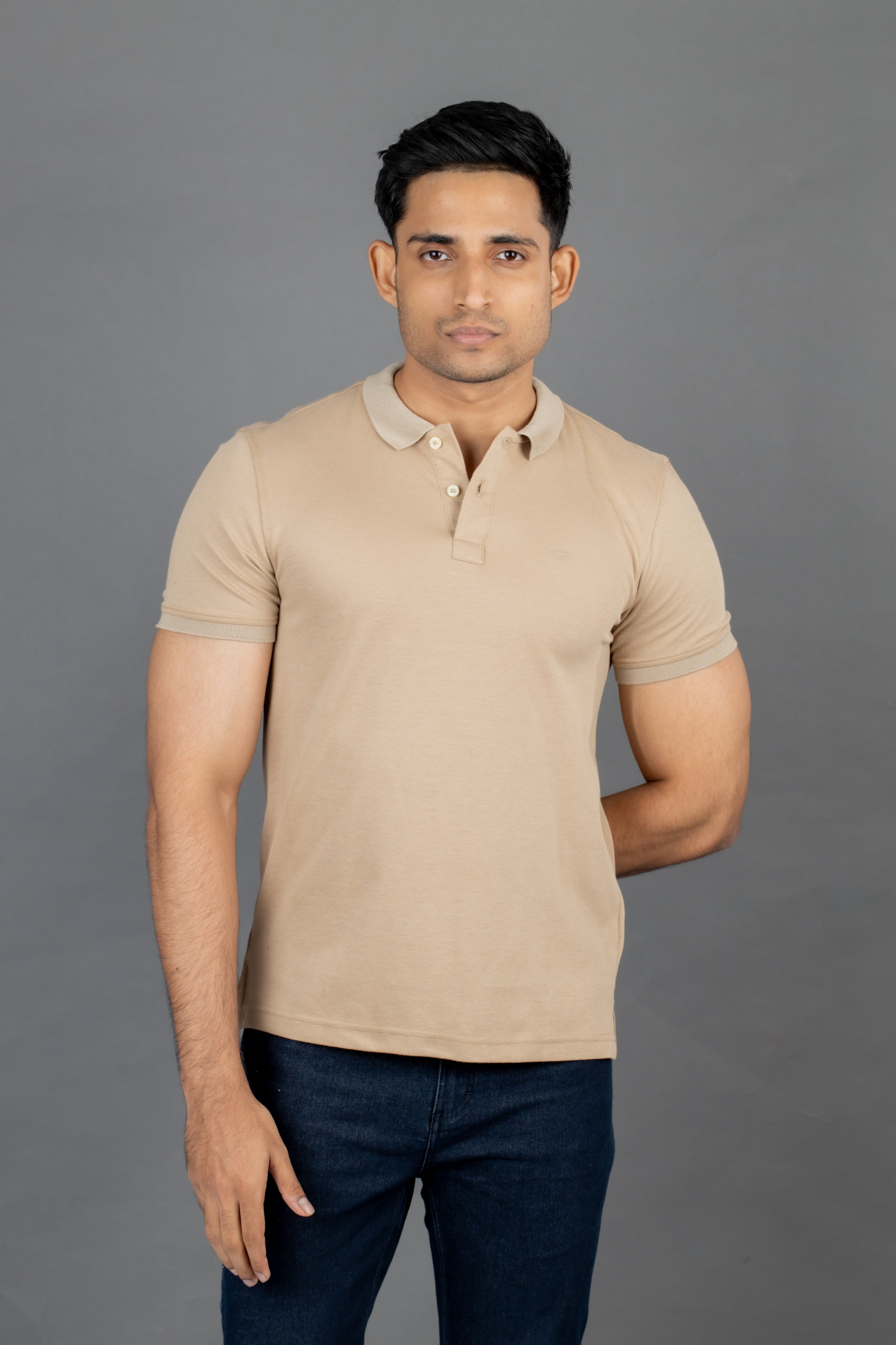 Polo Pique Solid Slim Fit-Brown Tannin